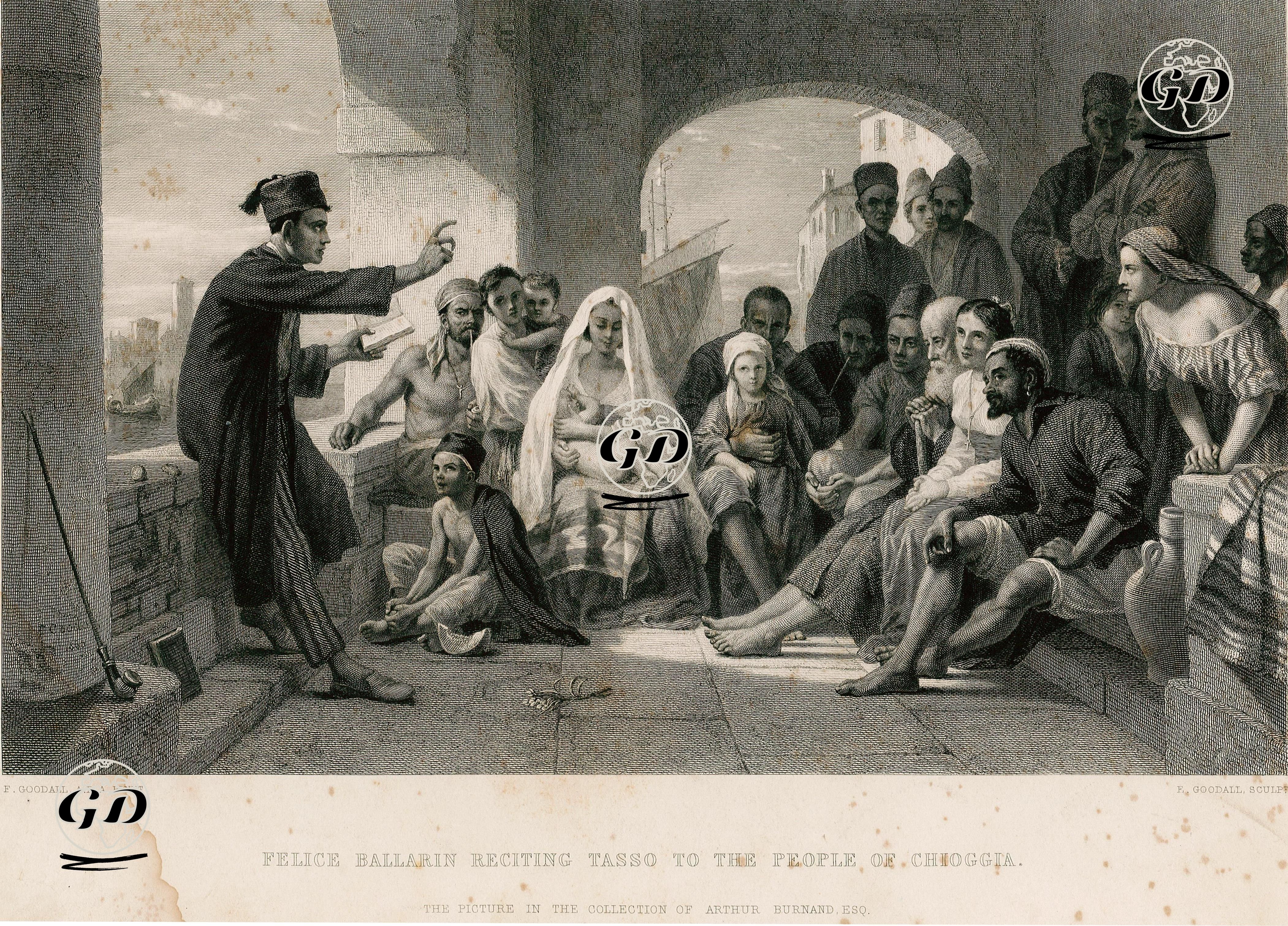 Felice Ballarin Reciting Tasso To The People Of Chioggia - Frederick Goodall (1822–1904) - 1859