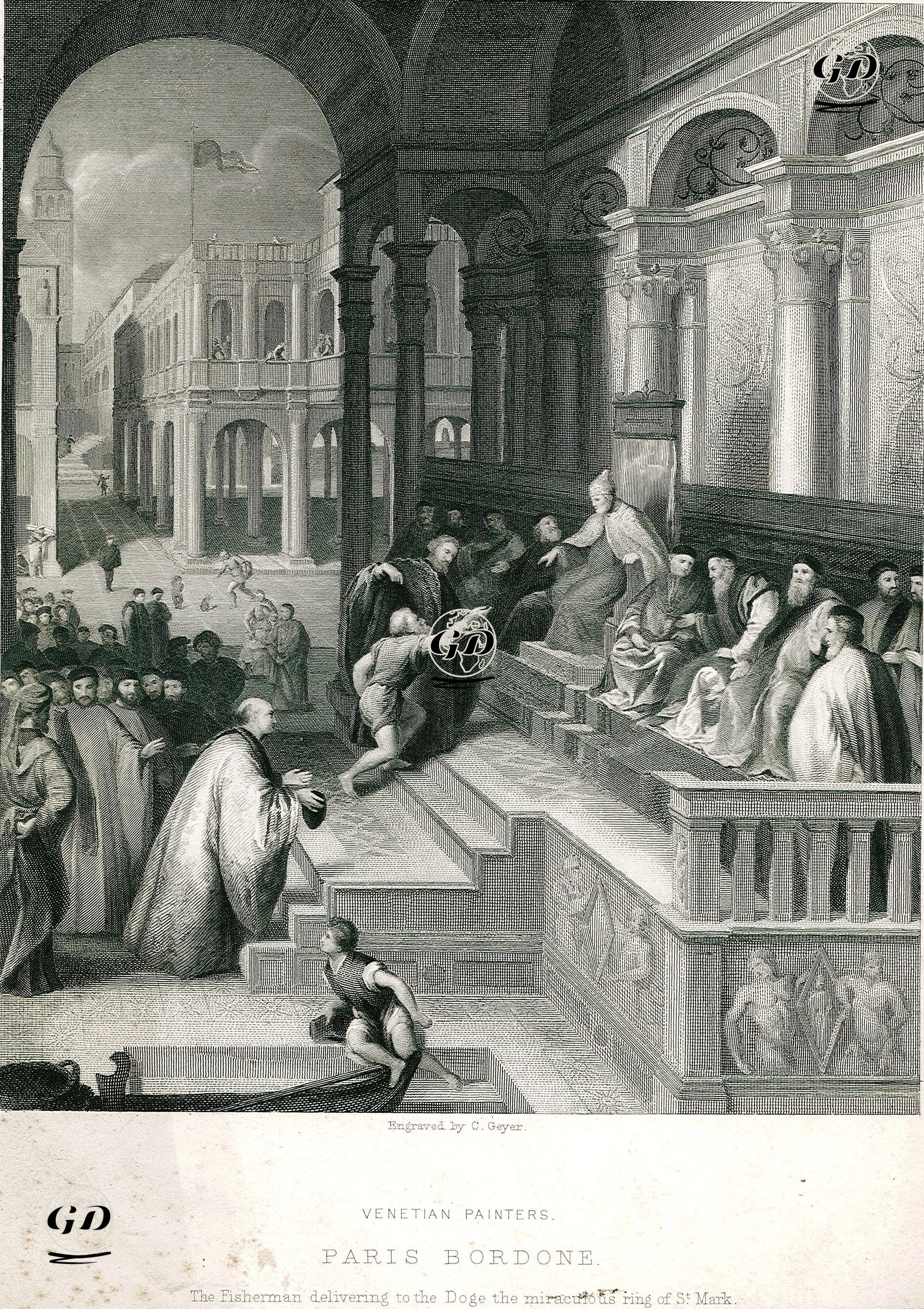 Balıkçı Aziz Paul'un Mucize Yüzüğünü Doge Gradenigo'ya Veriyor - Paris Bordone (1500-1571) - 1873