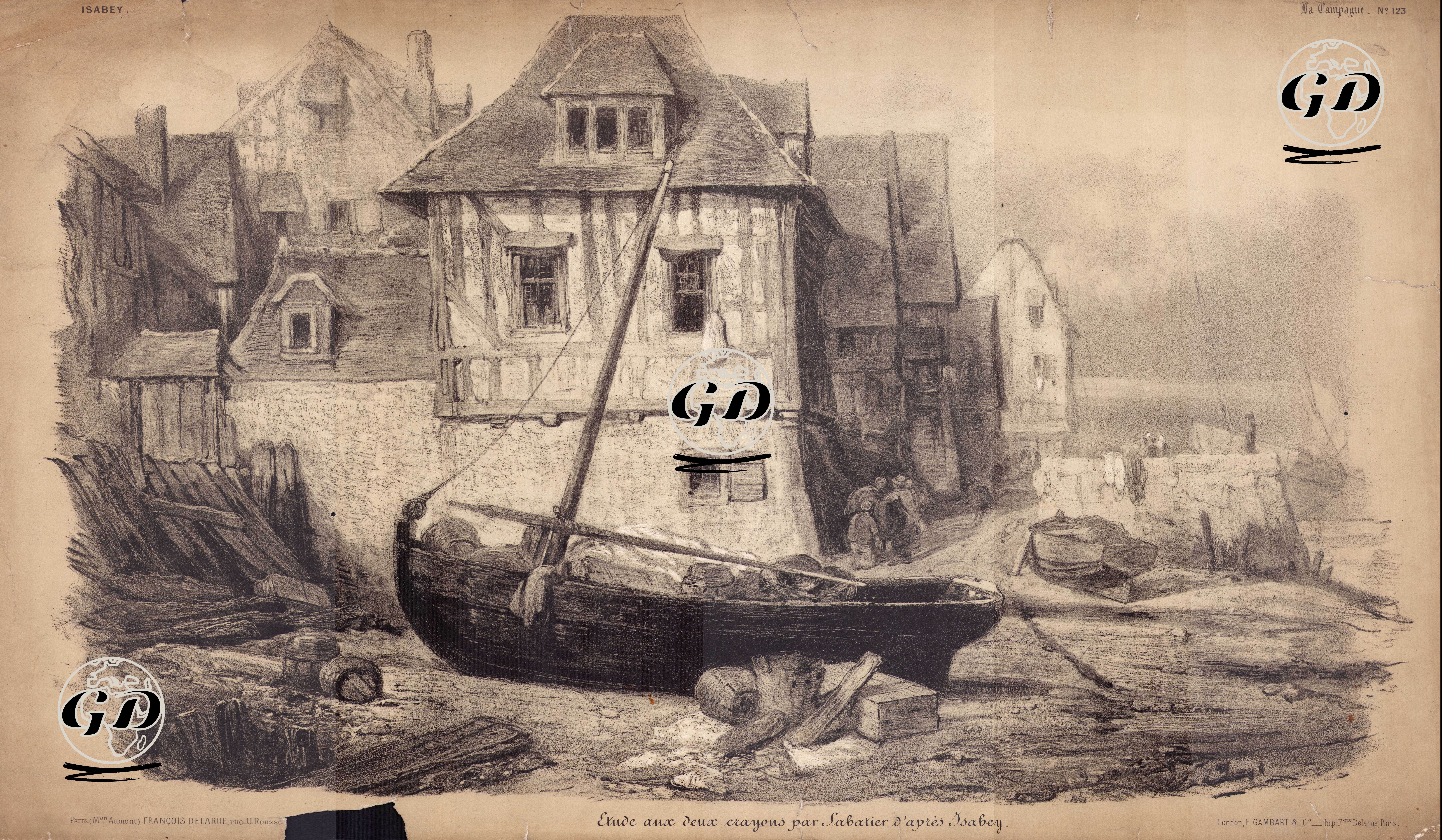 Etude Aux Deux Crayons Par Sabatier D'Apres Jsabey, La Campague No.123 - Eugene İsabey (1803-1886) - 1840's