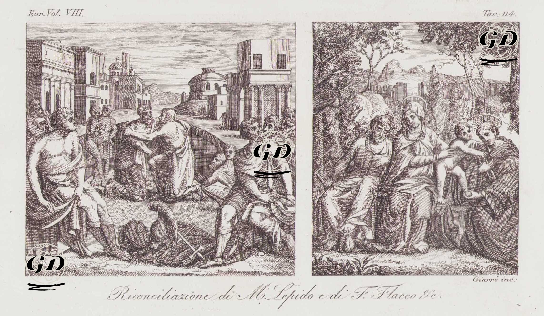 Marco Emilio Lepido ve Fulvio Flacco'nun Uzlaşması,  Avrupa. Cilt VIII. Resim 114. - Domenico Beccafumi (1486-1551) - 1820's-1840's