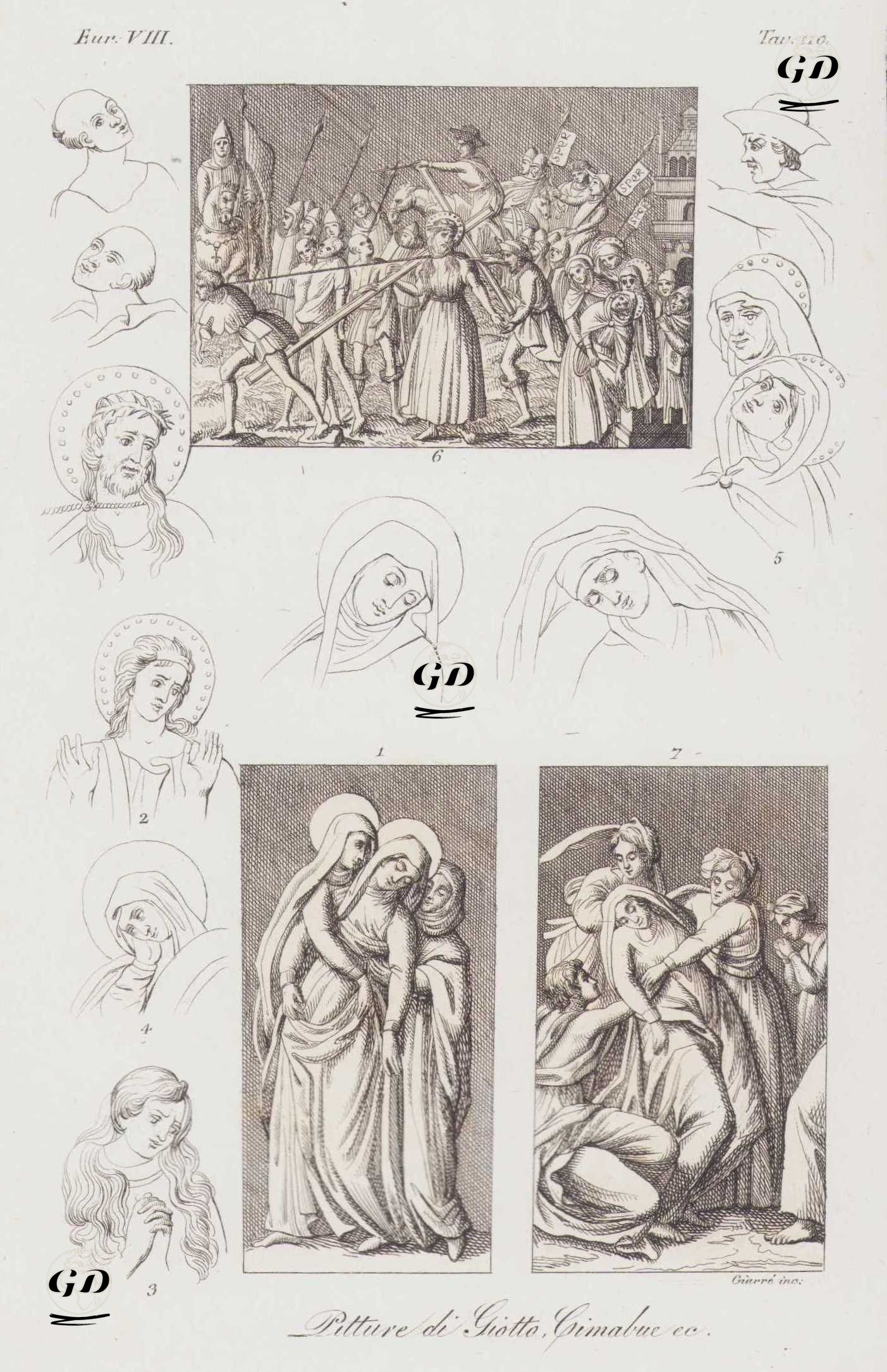 Pitture di Giotto, Cimabue, Eur. Vol VIII. Tav.110. (Paintings by Cimabue and Giotto di Bondone) - Cimabue (Cenni di Pepo) (1240-1302)-Giotto Di Bondone (1267-1337) - 1820's-1840's