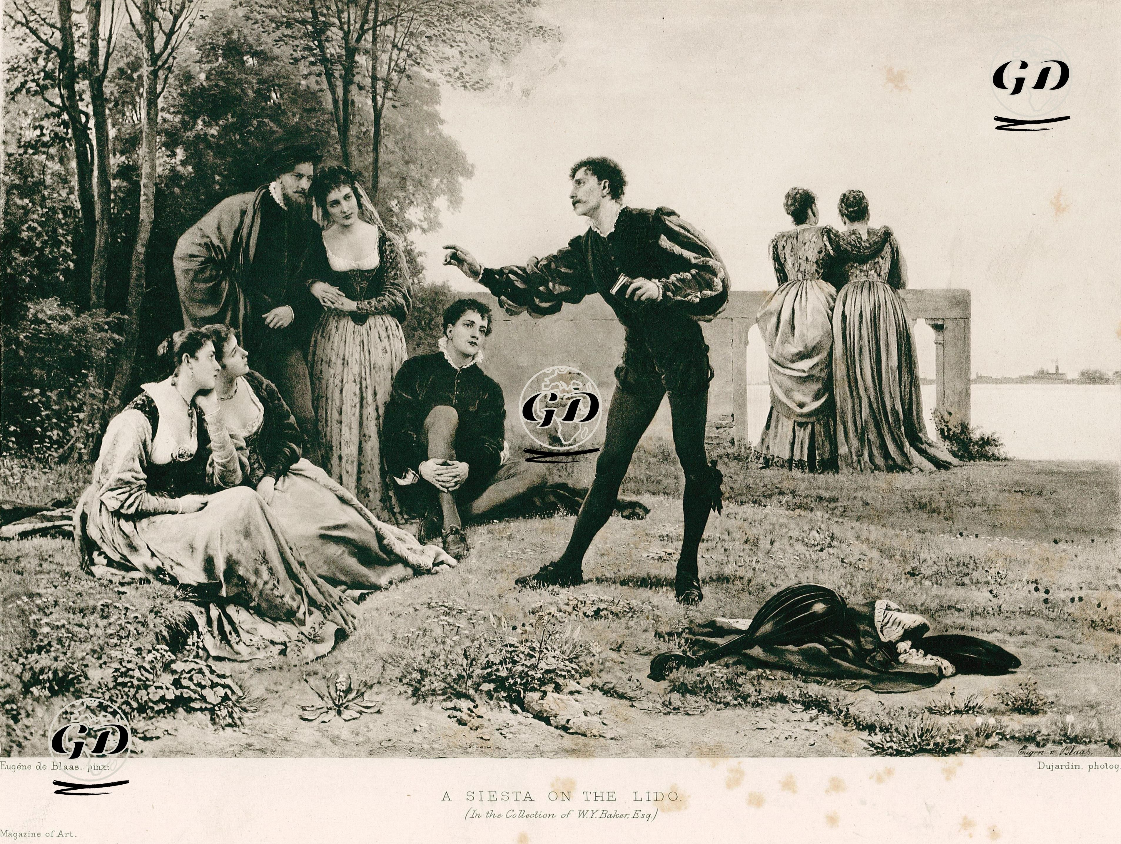 Havuz Kenarında Öğle İstirahatı - Eugene De Blaas (1843-1931) - 1893