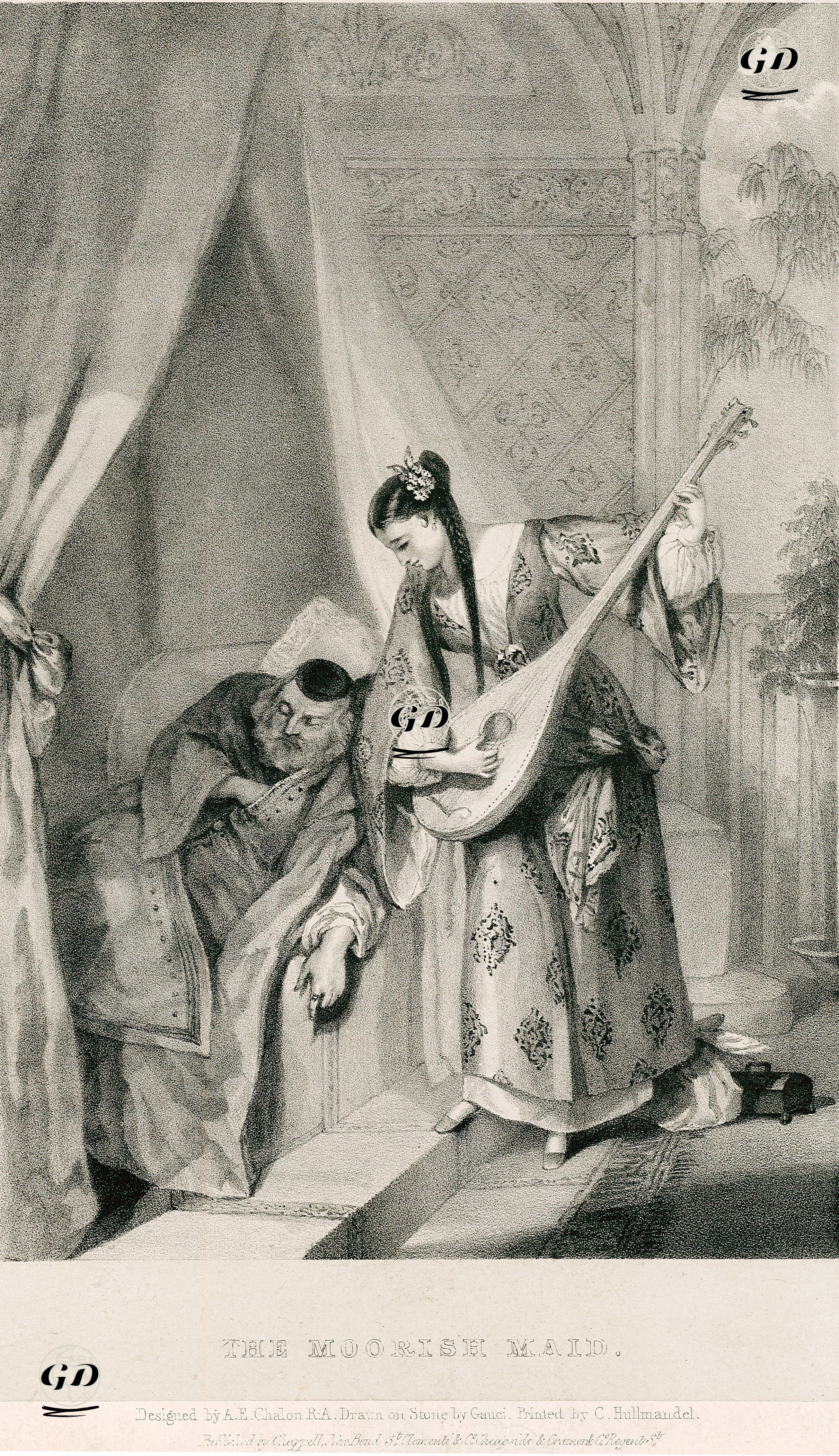Mandolin Çalan Faslı Hizmetçi - Alfred Edward Chalon (1780-1860) - 1830