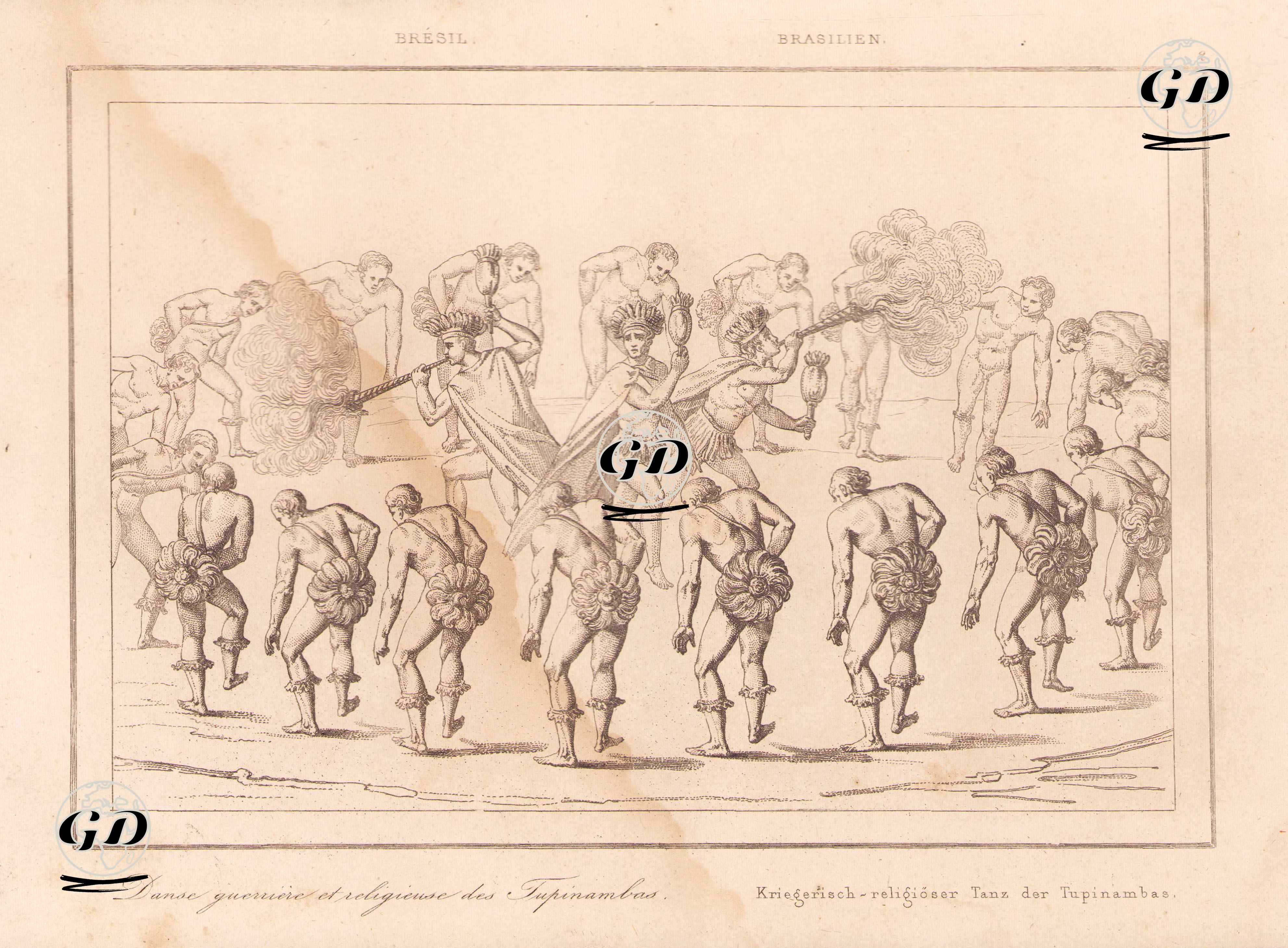 Bresil, Danse Guerriere Et Religieuse Des Tupinambas-Brasilien, Kriegerisch Religioser Tanz Der Tupinambas (Warrior And Religious Dance Of The Tupinambas) -  - 1837