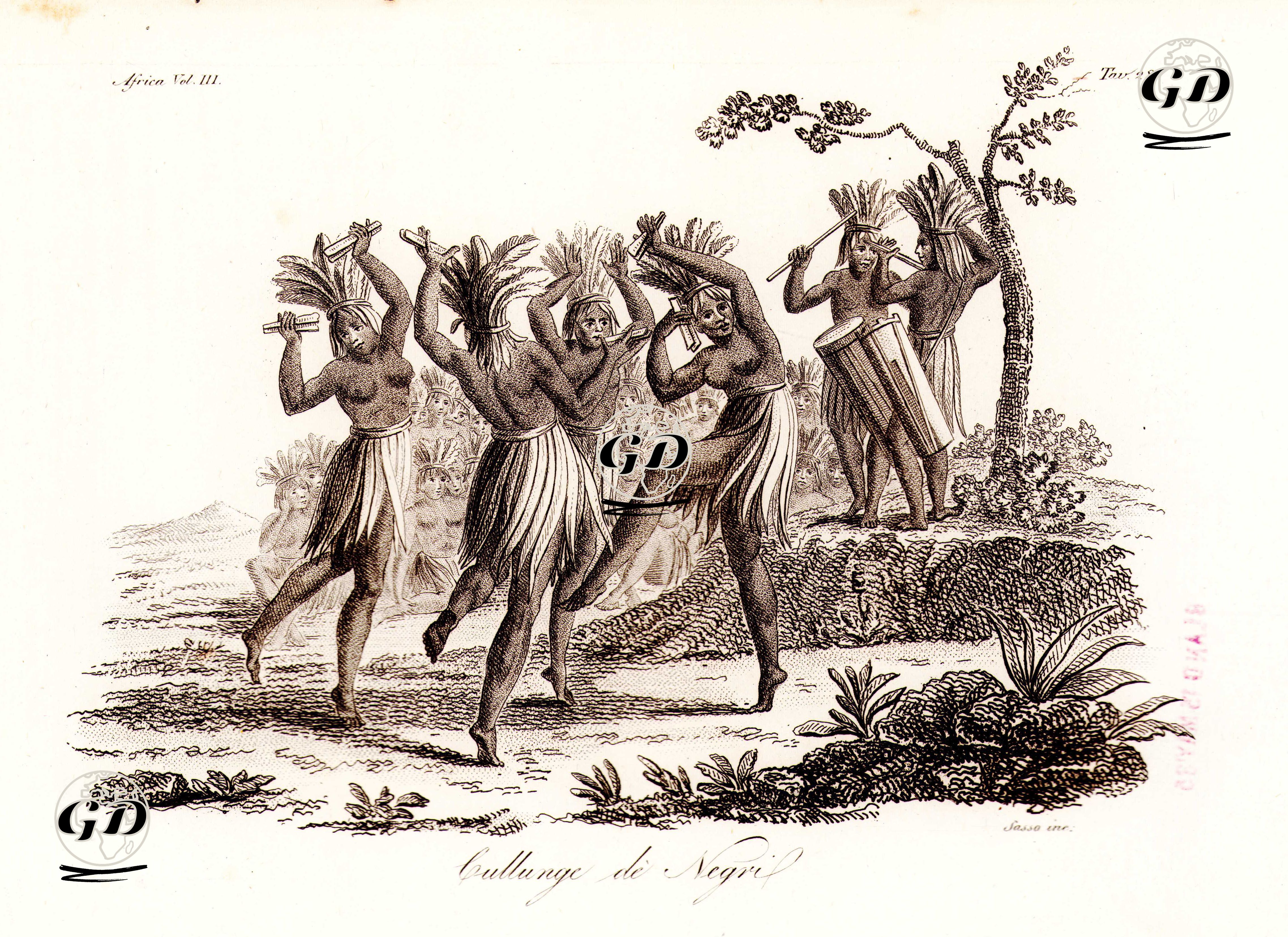 Afrika Yerlilerinin Dansı Olan Cullunge, Afrika Cilt III. Resim 28. -  - 1820's-1840's