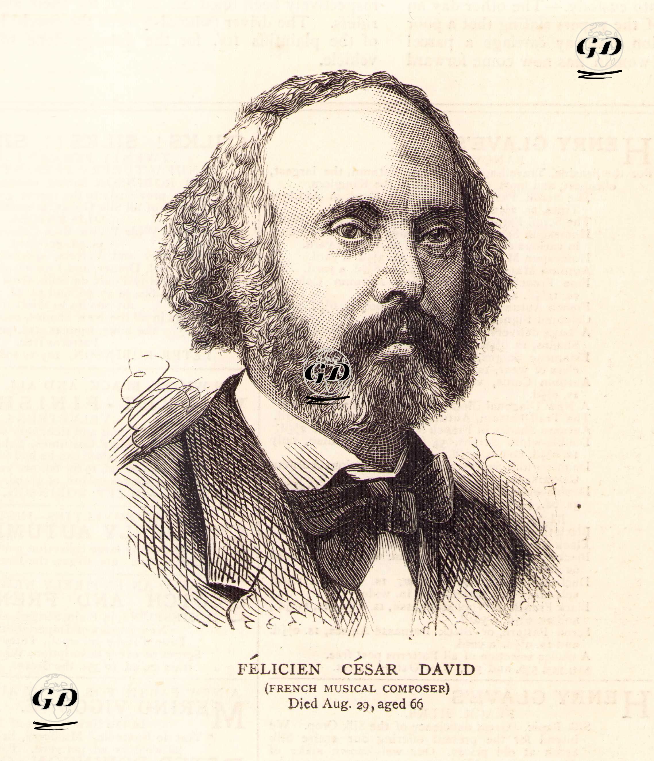 Felicien Cesar David (French Musical Composer) Died Aug.29, Aged 66 -  - 1876