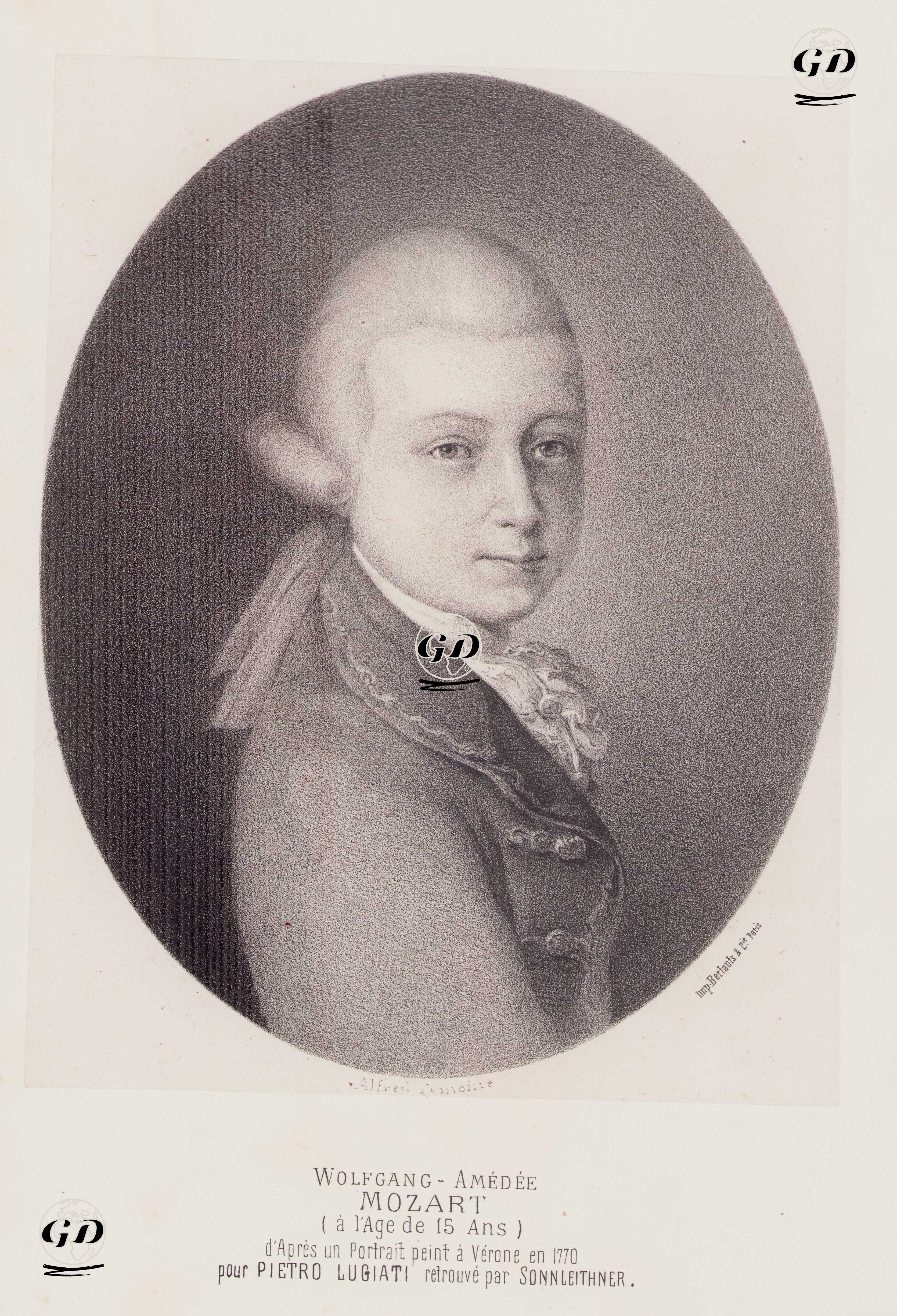 Wolfgang Amadeus Mozart (1770 Yılında 15 Yaşında iken Yapılan Resimden) -  - 1850's