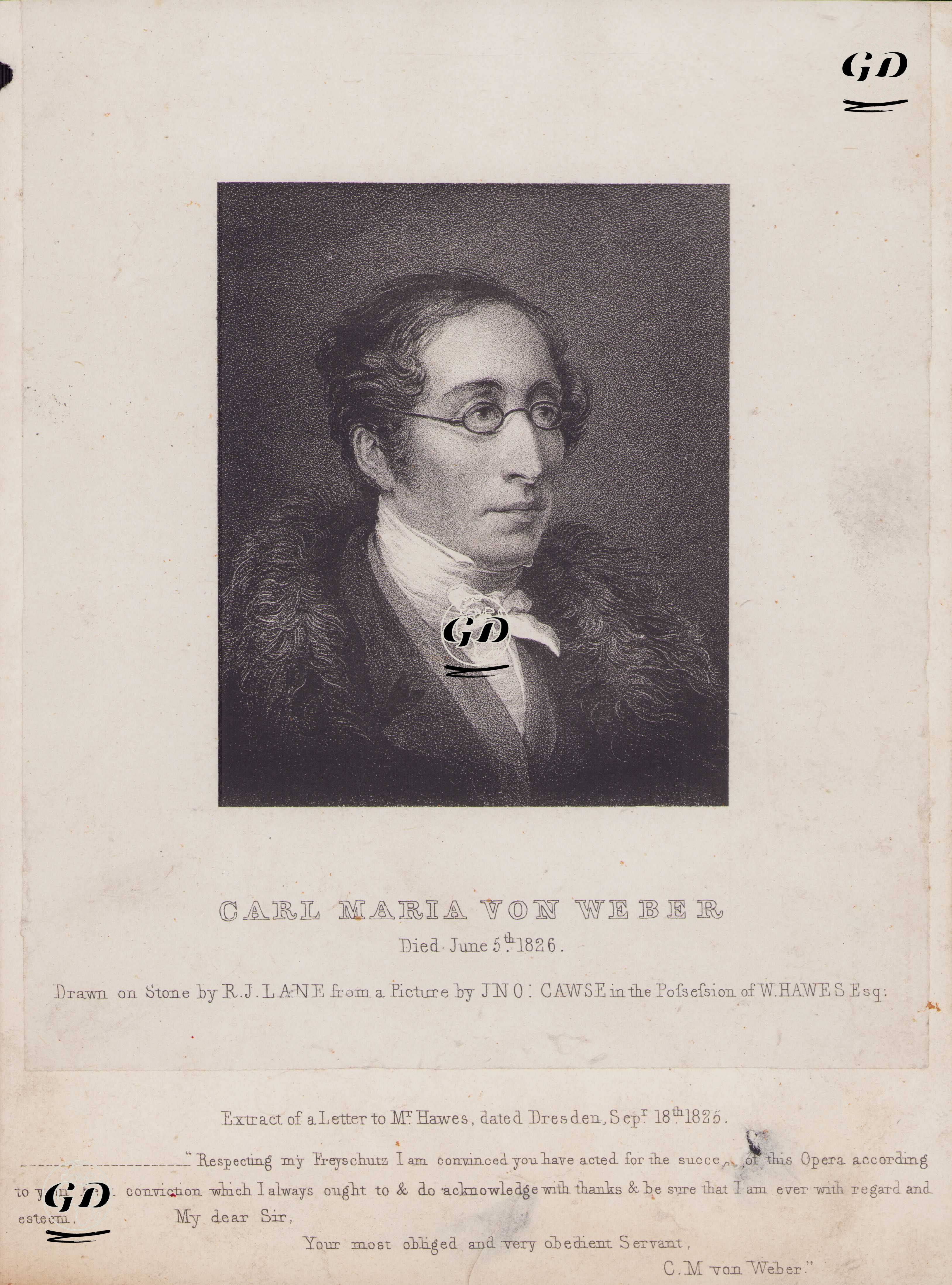 Carl Maria Von Weber (05 Haziran 1826 Tarihinde Vefat Etti.) - J.N.O. - 1830's-1840's