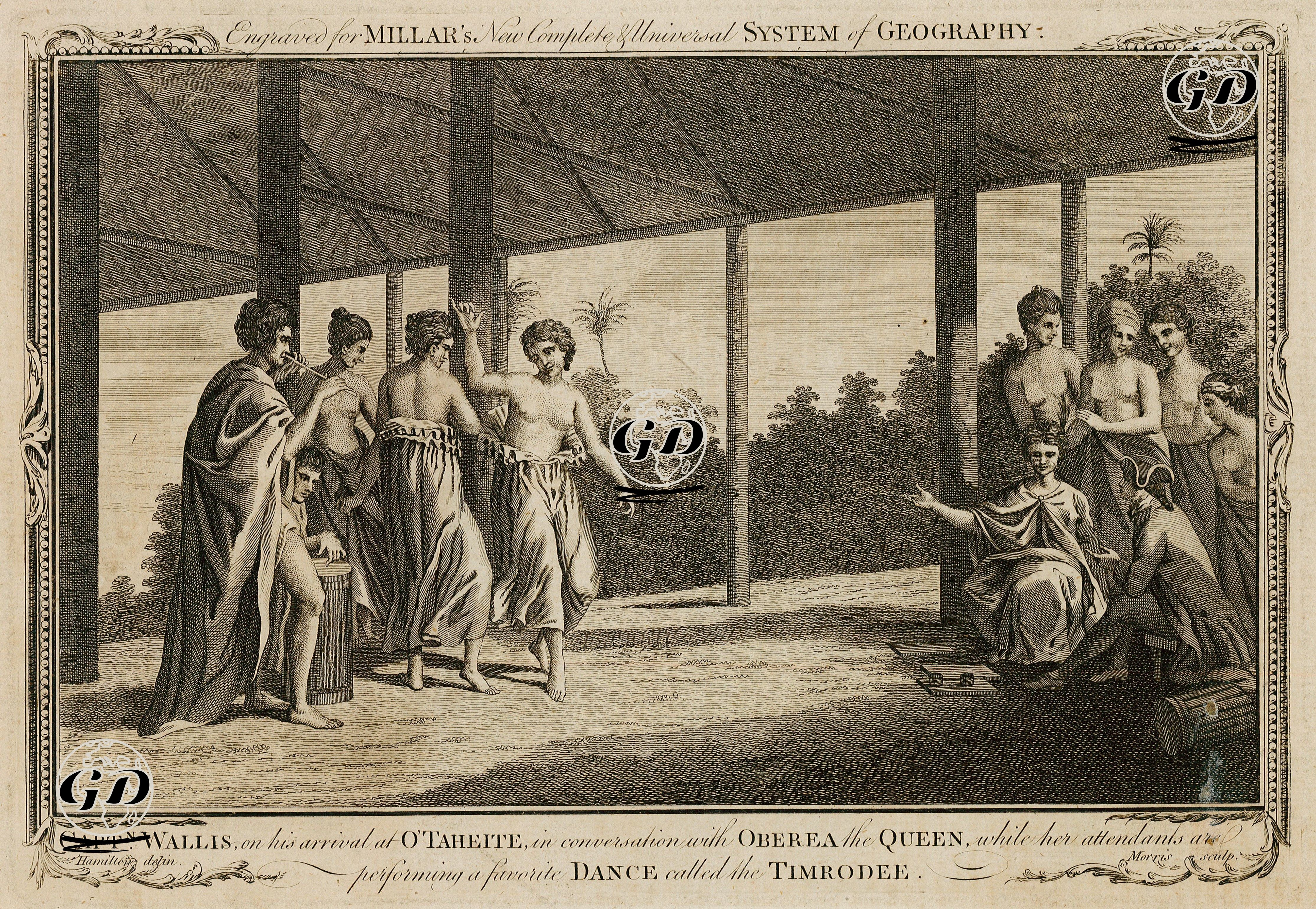 Kaptan Wallis Tahiti'ye Geldiğinde Kral Oberea İle Konuşurken Yerli Kadınların Timrodee Dansı Yapması - William Hamilton (1751-1801) - 1783