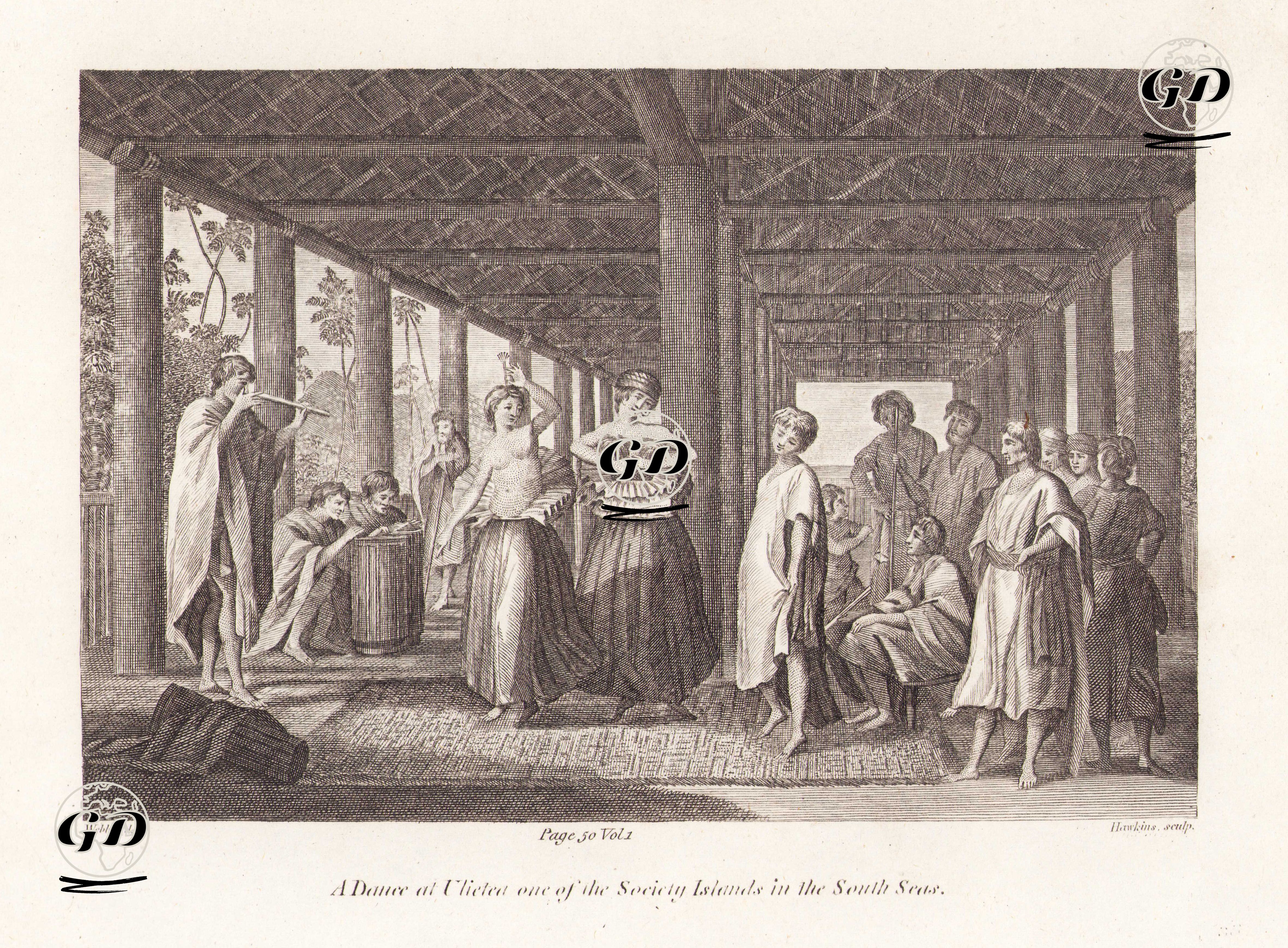 Büyük Okyanusun Güneyindeki Sosyete Adalarından Ulietea'da Yaşayanların Dansı - John Weber (1751-1793) - 1811