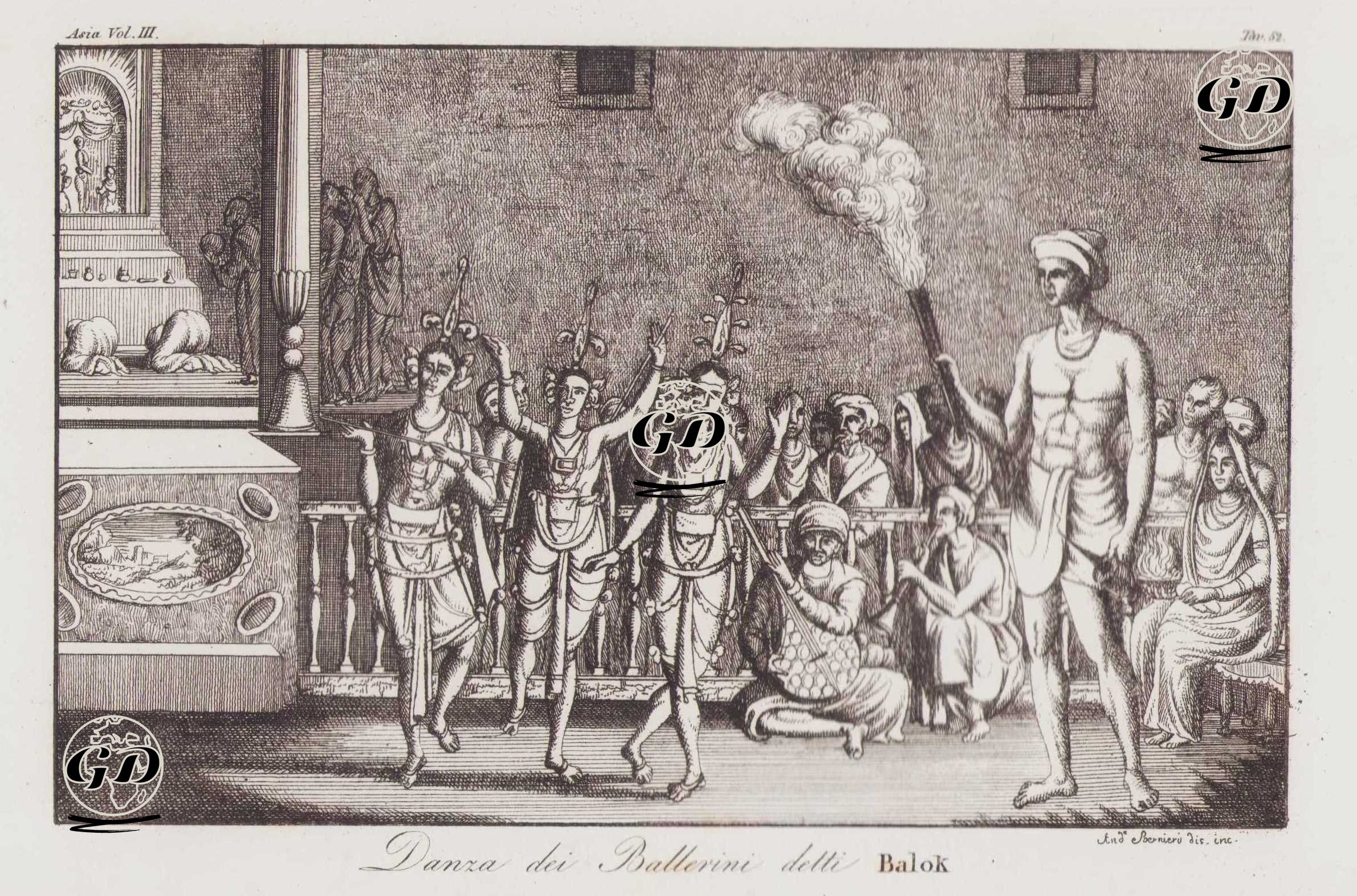 Danza Dei Ballerini Detti Balok, Asia Vol. III Tav.52. (Indian Traditional Indian Balok Dance) -  - 1820's-1840's