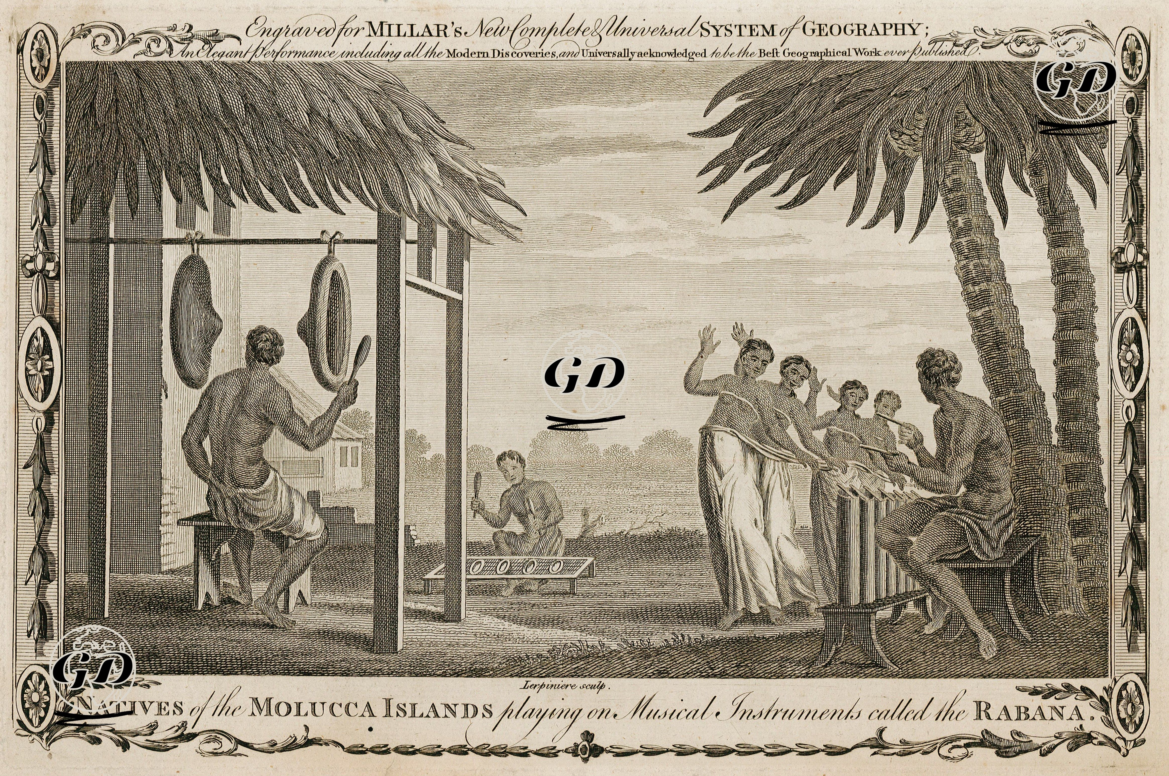 Rabana İsimli Müzik Aletini Çalan Maluku Adasının Yerlileri  -  - 1783