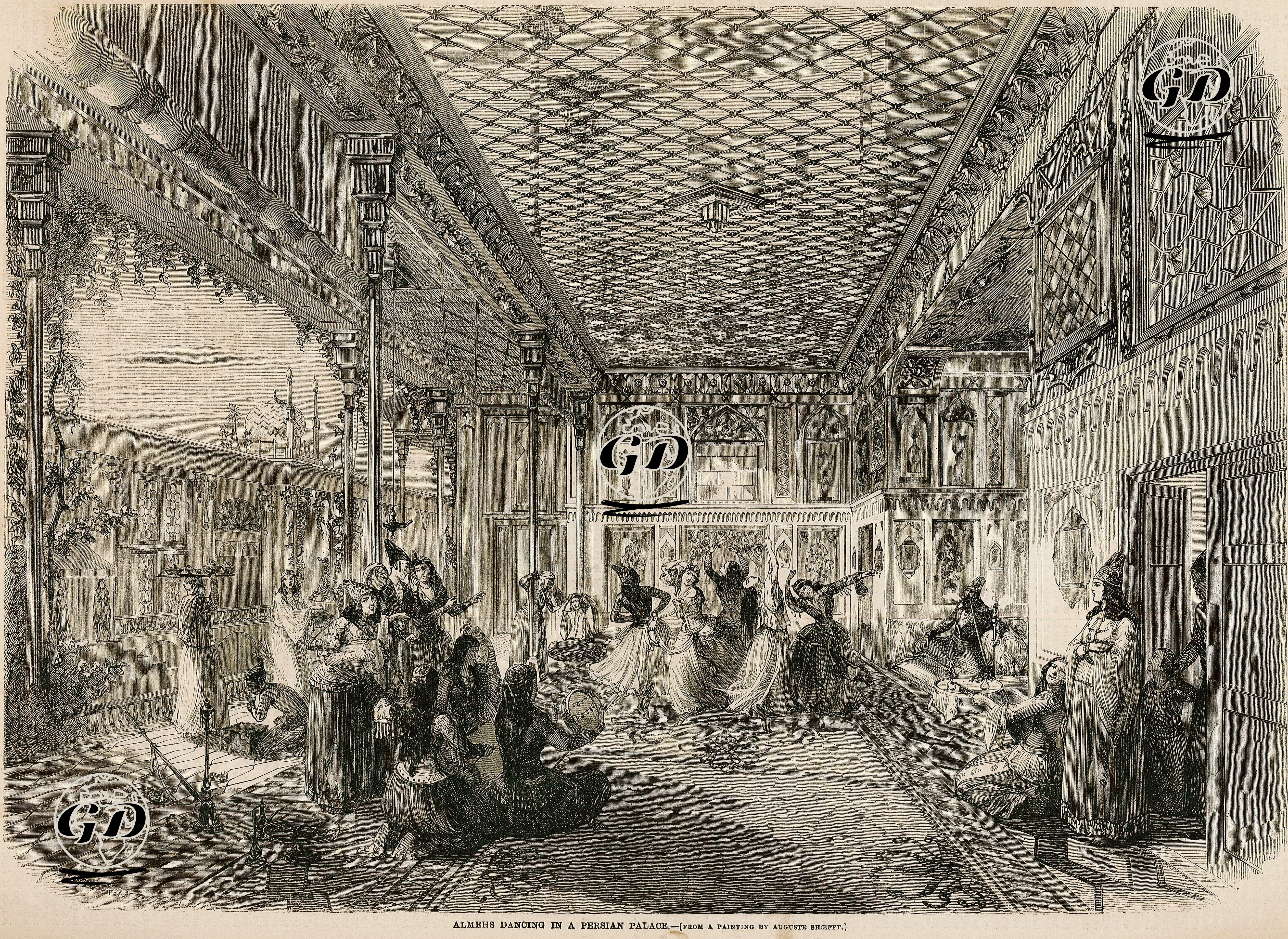 İran Sarayında Dansöz Kadınların Dansı  - Agoston Schoefft (1809-1888) - 1858