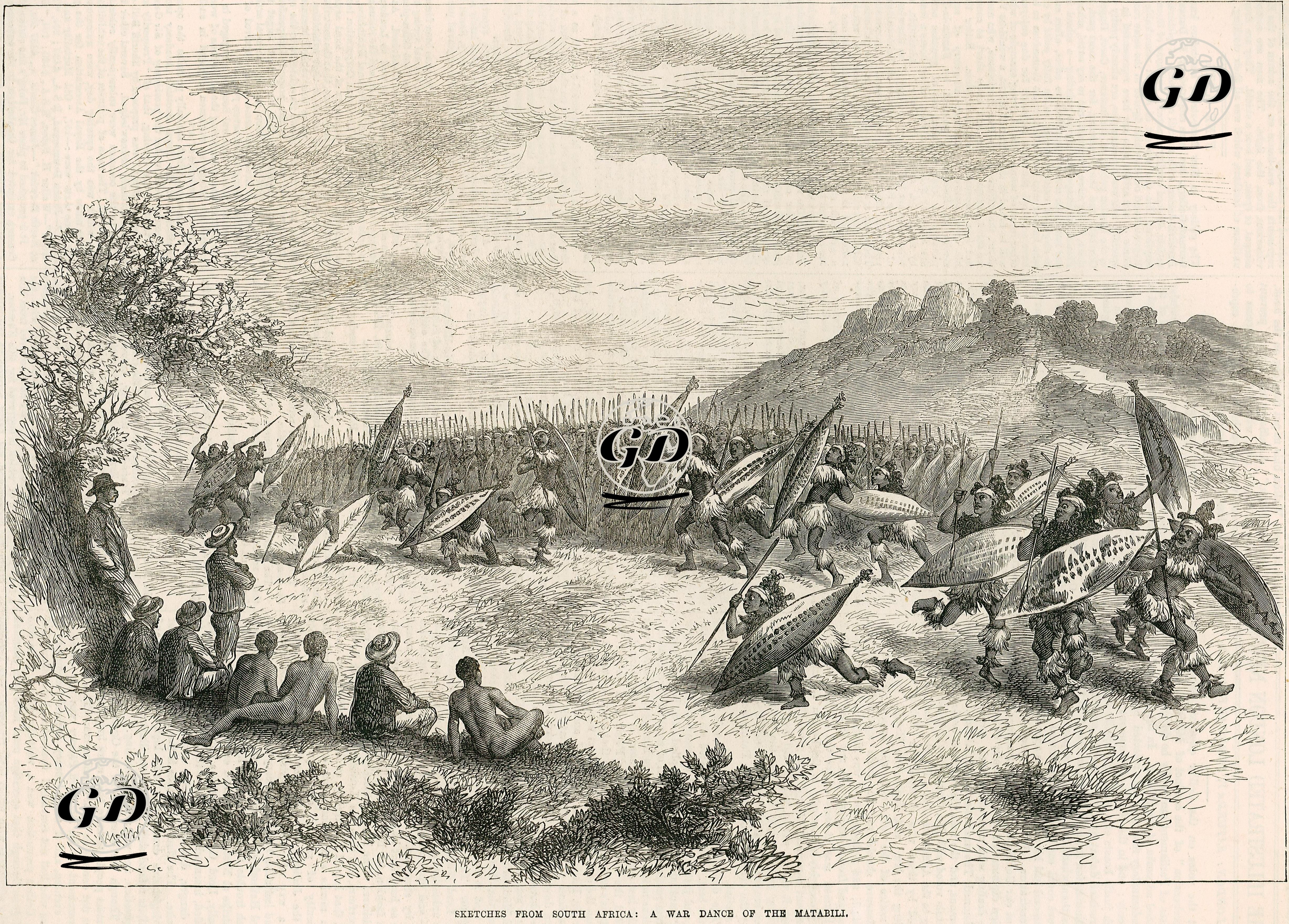 Güney Afrika'da Matabelelerin Savaş Dansı  -  - 1872