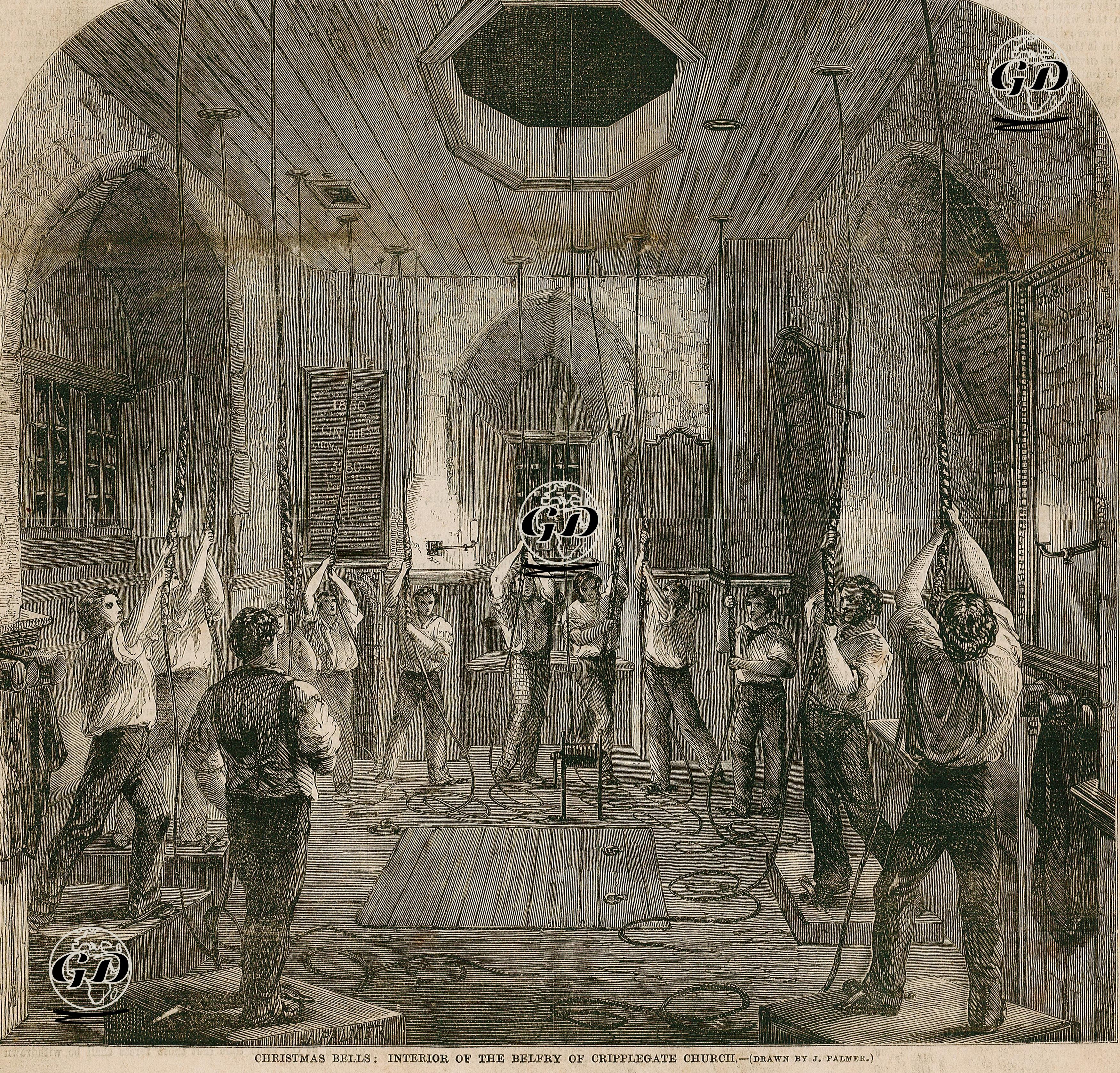 Cripplegate Kilisesinin Çan Kulesinde Yılbaşı Çanlarının Çalınması  - J.Palmer - 1858
