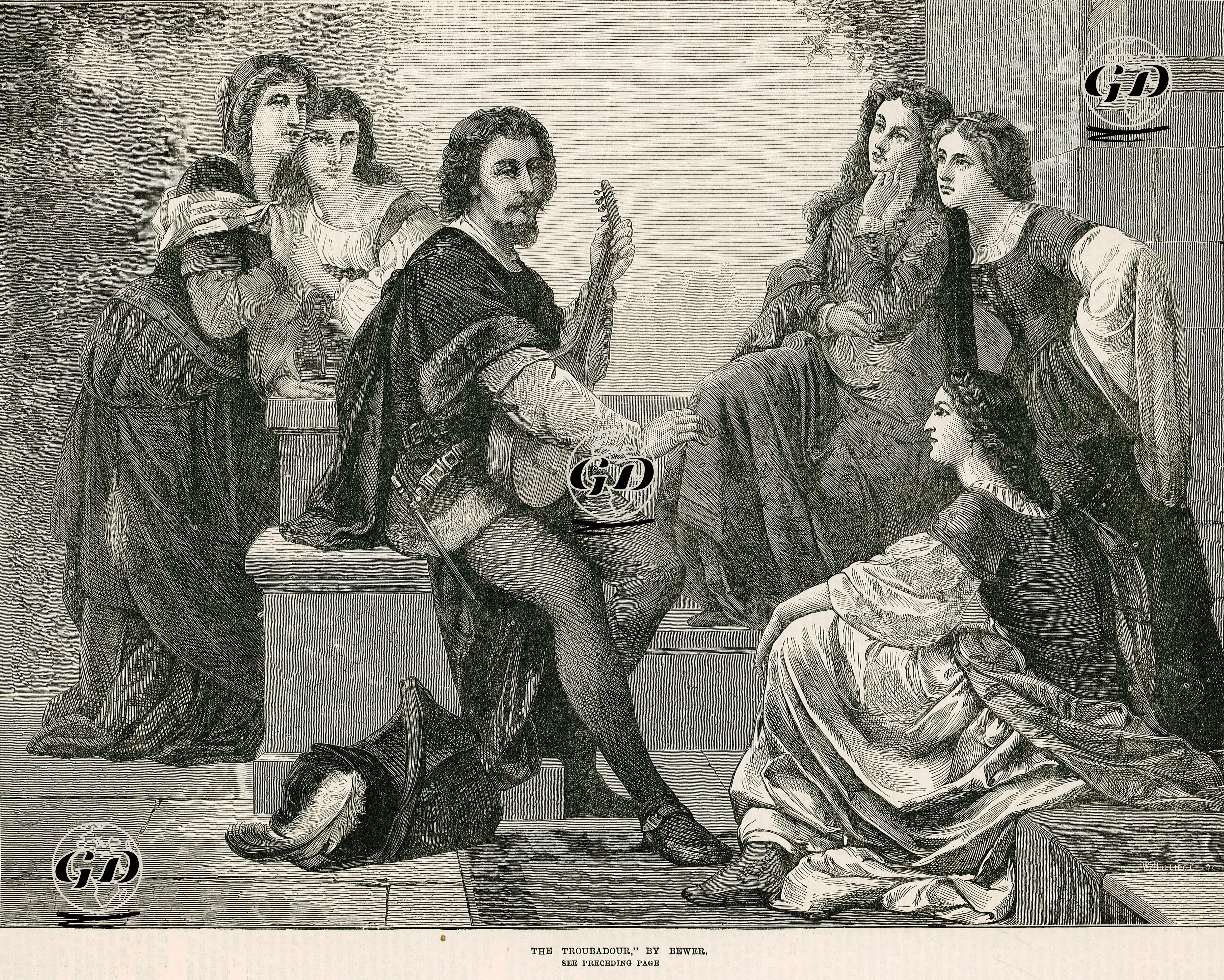 The Troubadour By Bewer  - M.Bewer - 1872