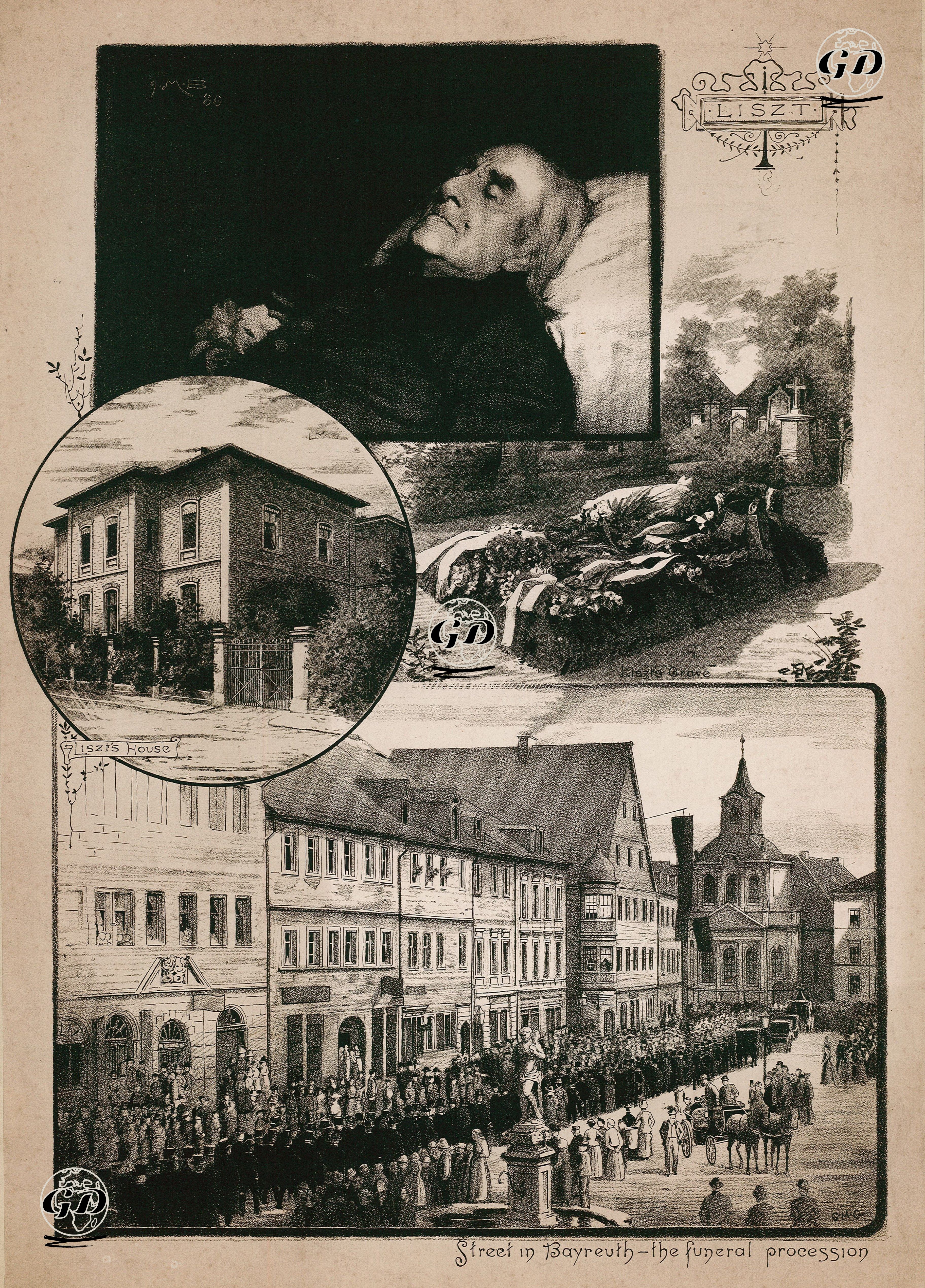 Frank Liszt'in Kendisi, Evi, Mezarı ve Bayreuth Şehrindeki Yapılan Cenaze Töreni -  - 1880's
