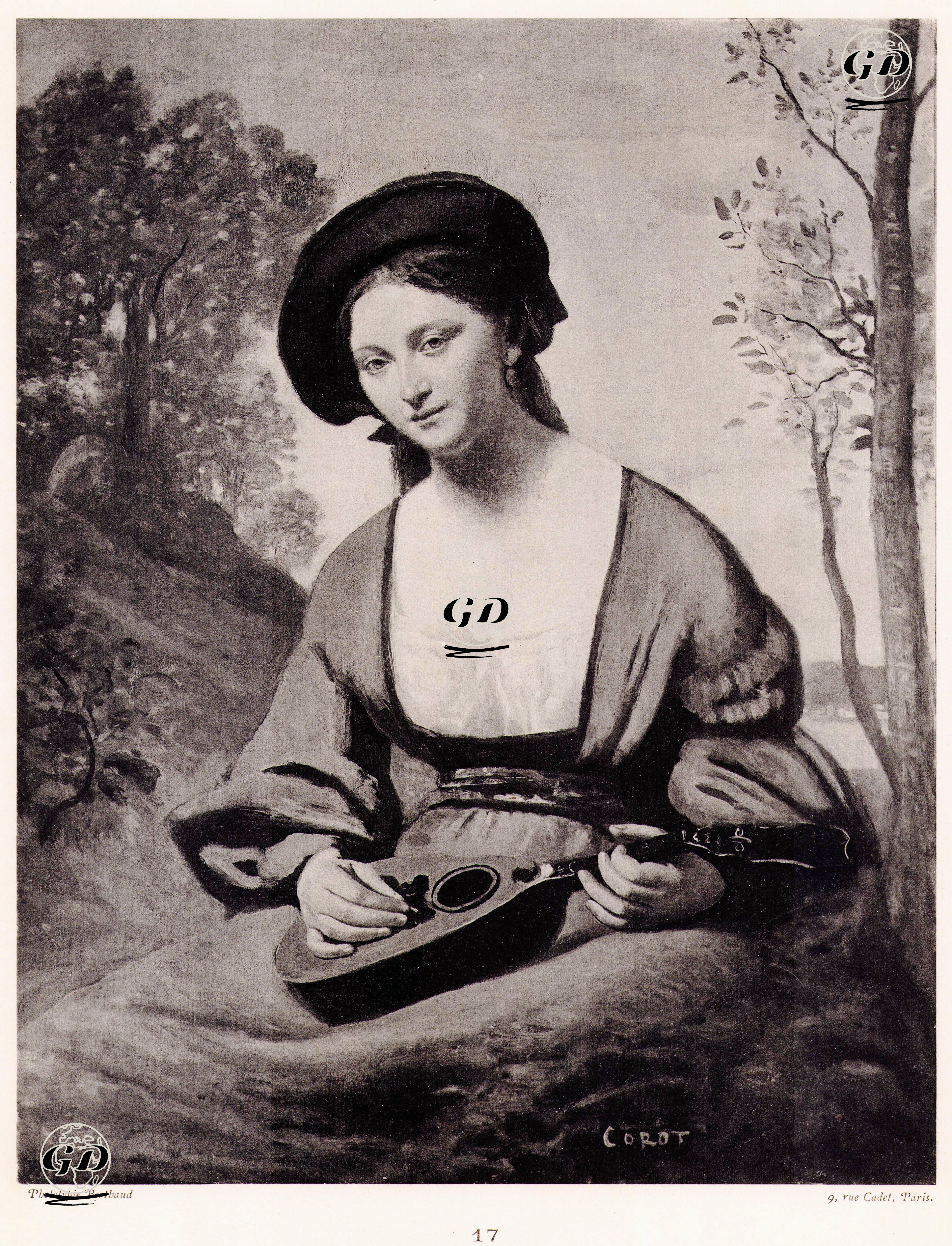 Mandolin Çalan Kadın - Jean Baptiste Camille Corot (1796-1875) - 1896