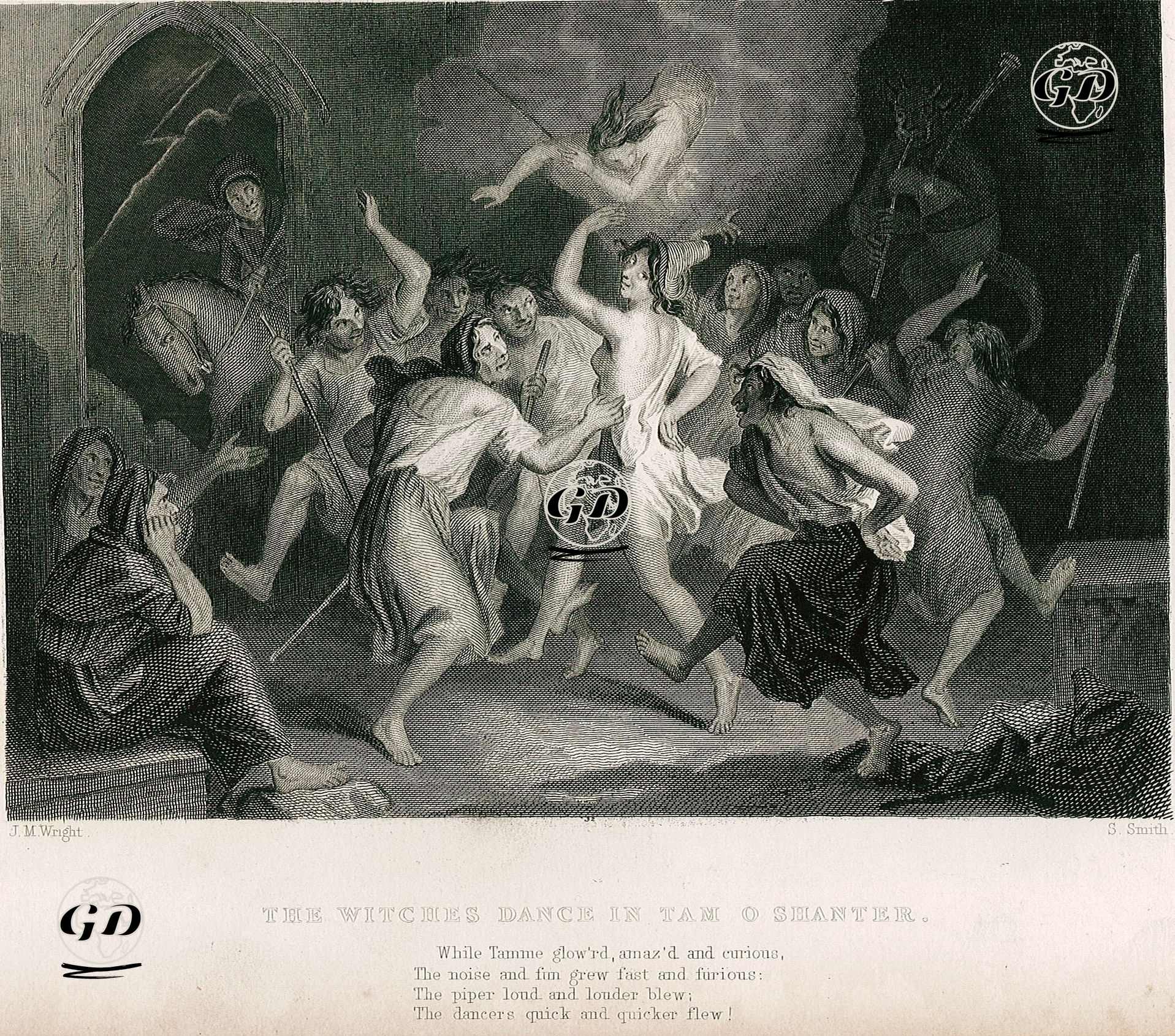 Robert Burns'un Tam O'Shanter Şiirinde Yer Alan Cadıların Dansı - John Masey Wright (1777-1866) - 1839