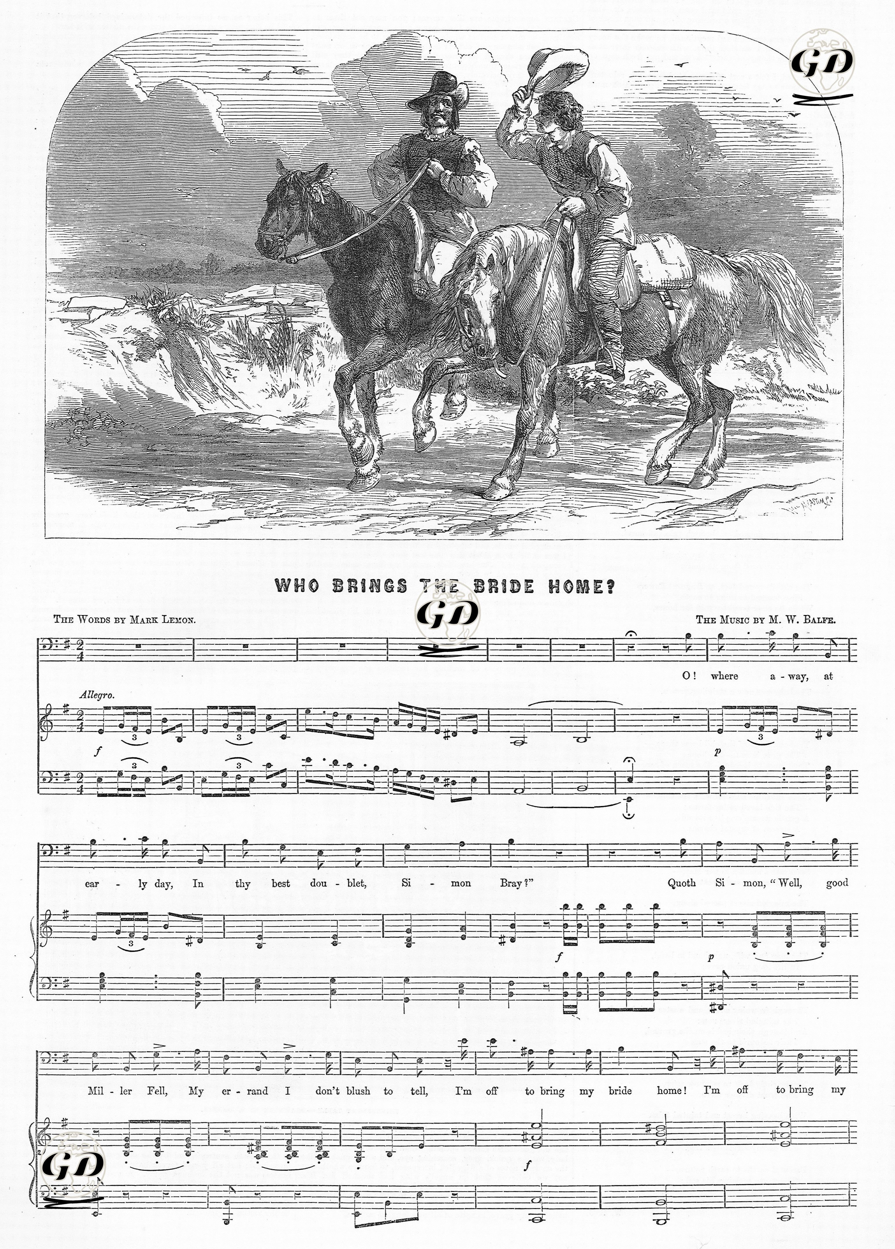"Kim Eve Gelin Getirecek?" İsimli Müziğin Notaları, Mark Lemon'un Sözleri ve M.W.Balfe'in Bestesi  -  - 1851