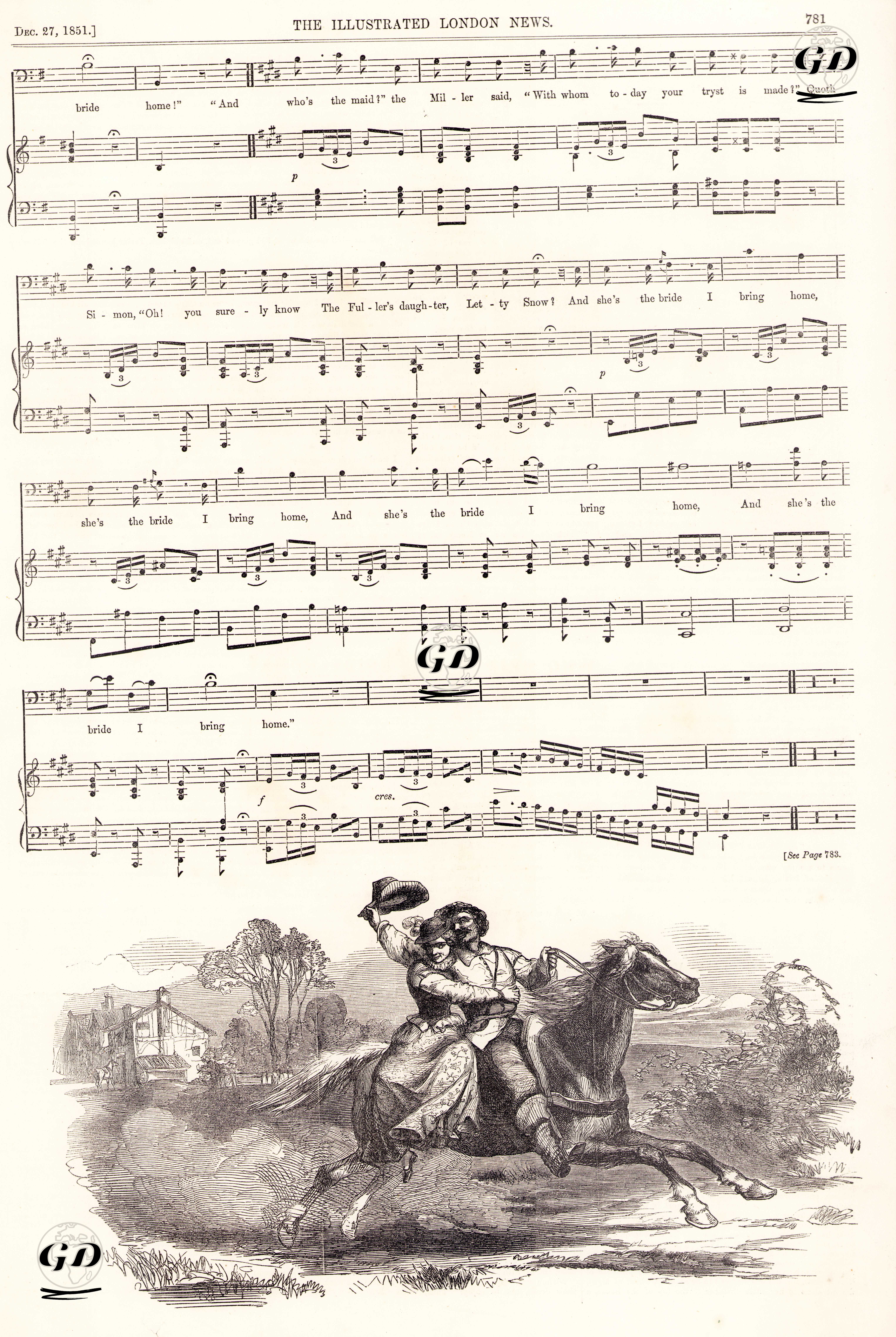 "Kim Eve Gelin Getirecek?" İsimli Müziğin Notaları, Mark Lemon'un Sözleri ve M.W.Balfe'in Bestesi  -  - 1851