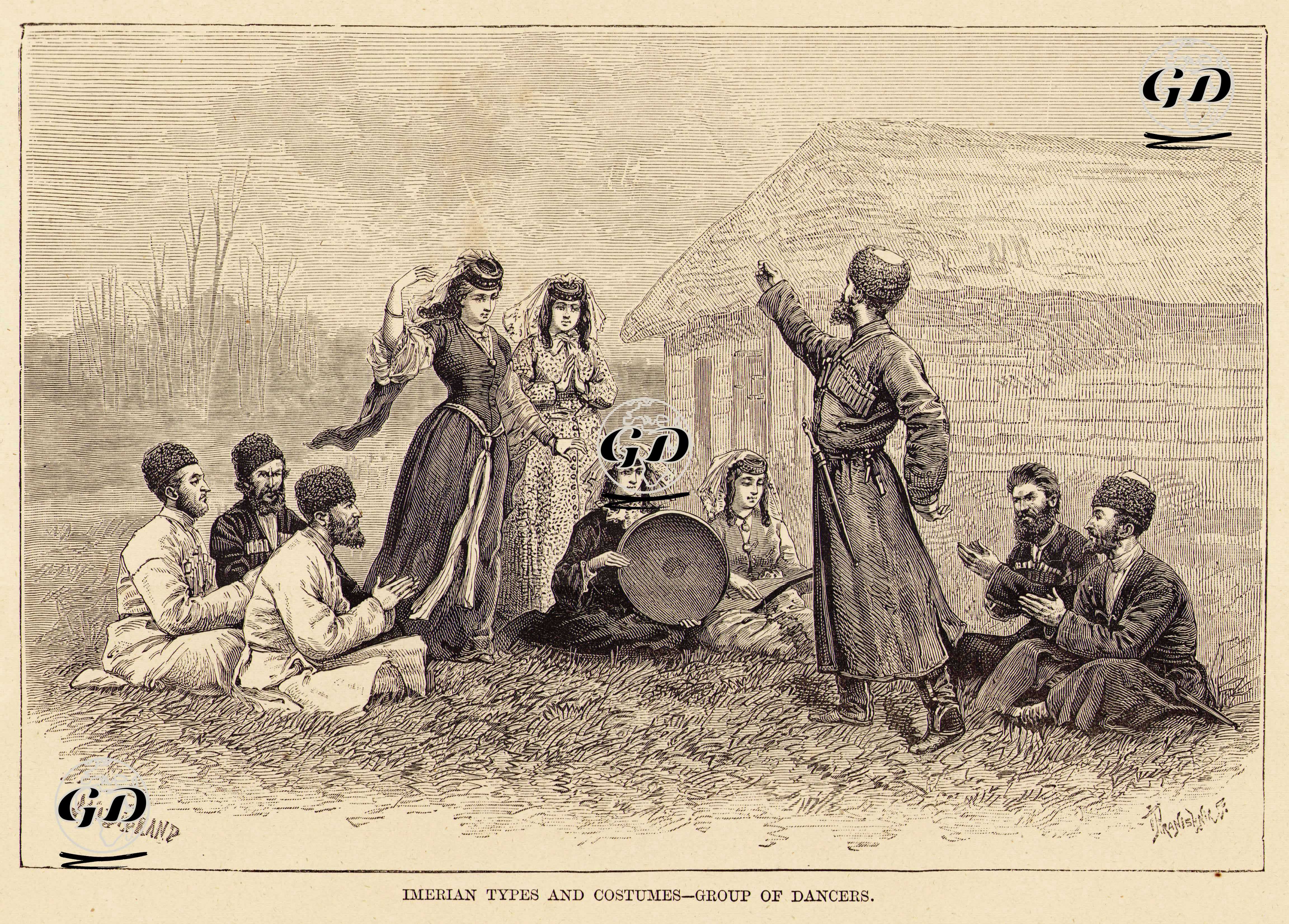 Imerian Types And Costumes, Group Of Dancers - Hildibrand - 1885
