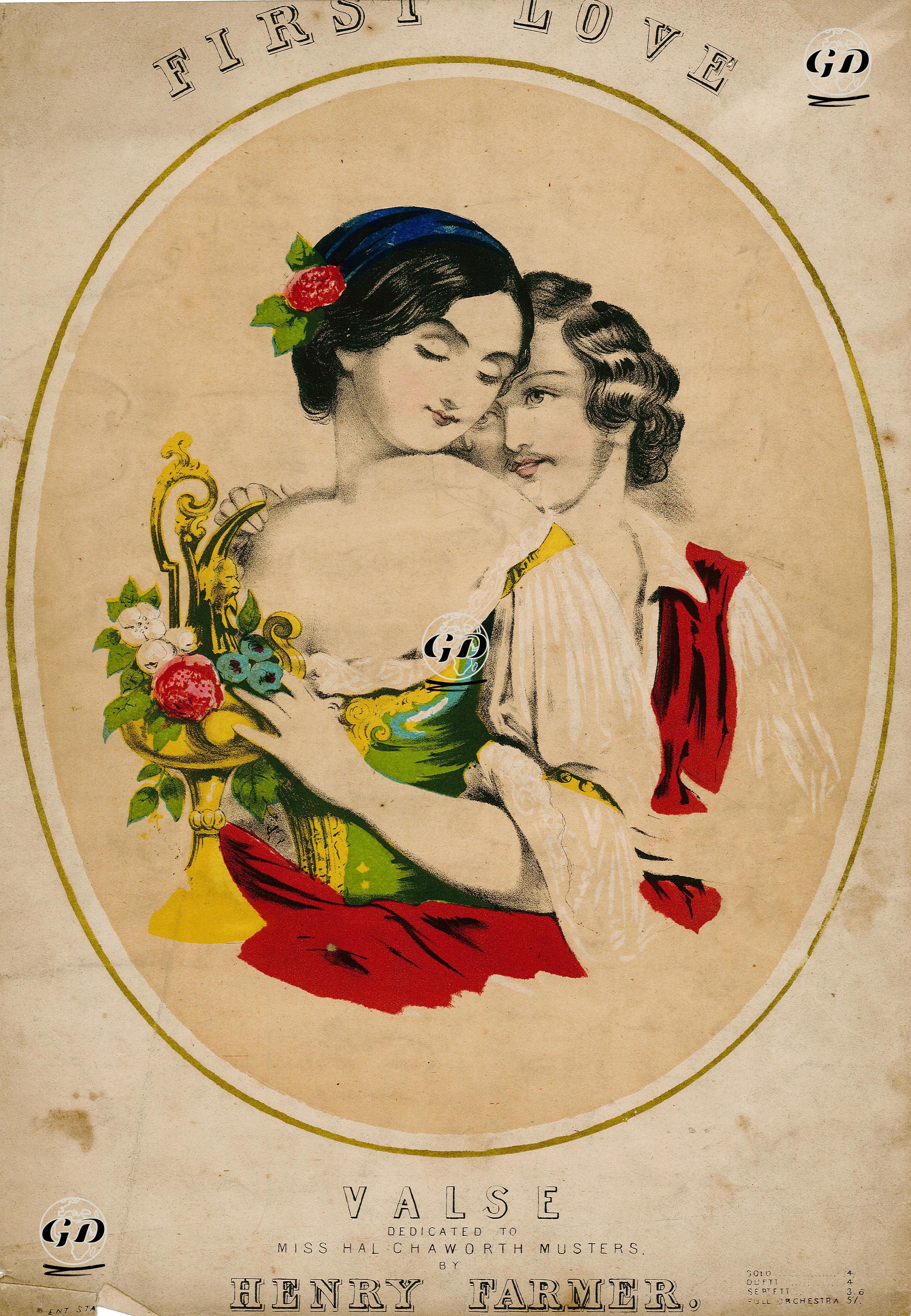 First Love, Valse Dedicated To Miss Hal Chaworth Musters Composed By Henry Farmer -  - 1860's