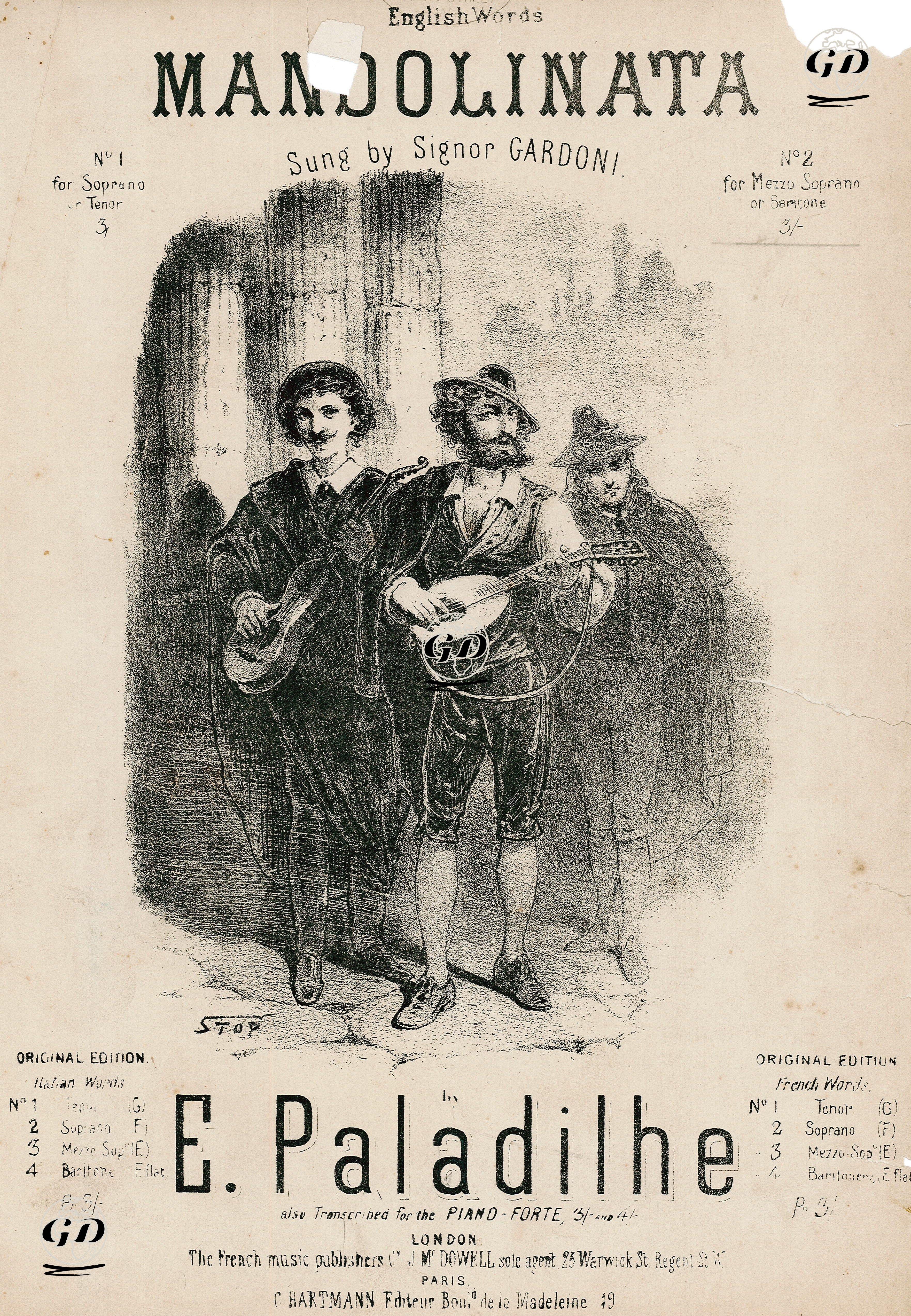 Mandolinata, E.Paladilhe'nin Bestelediği Signor Gardoni'nin Söylediği Şarkı -  - 1890's
