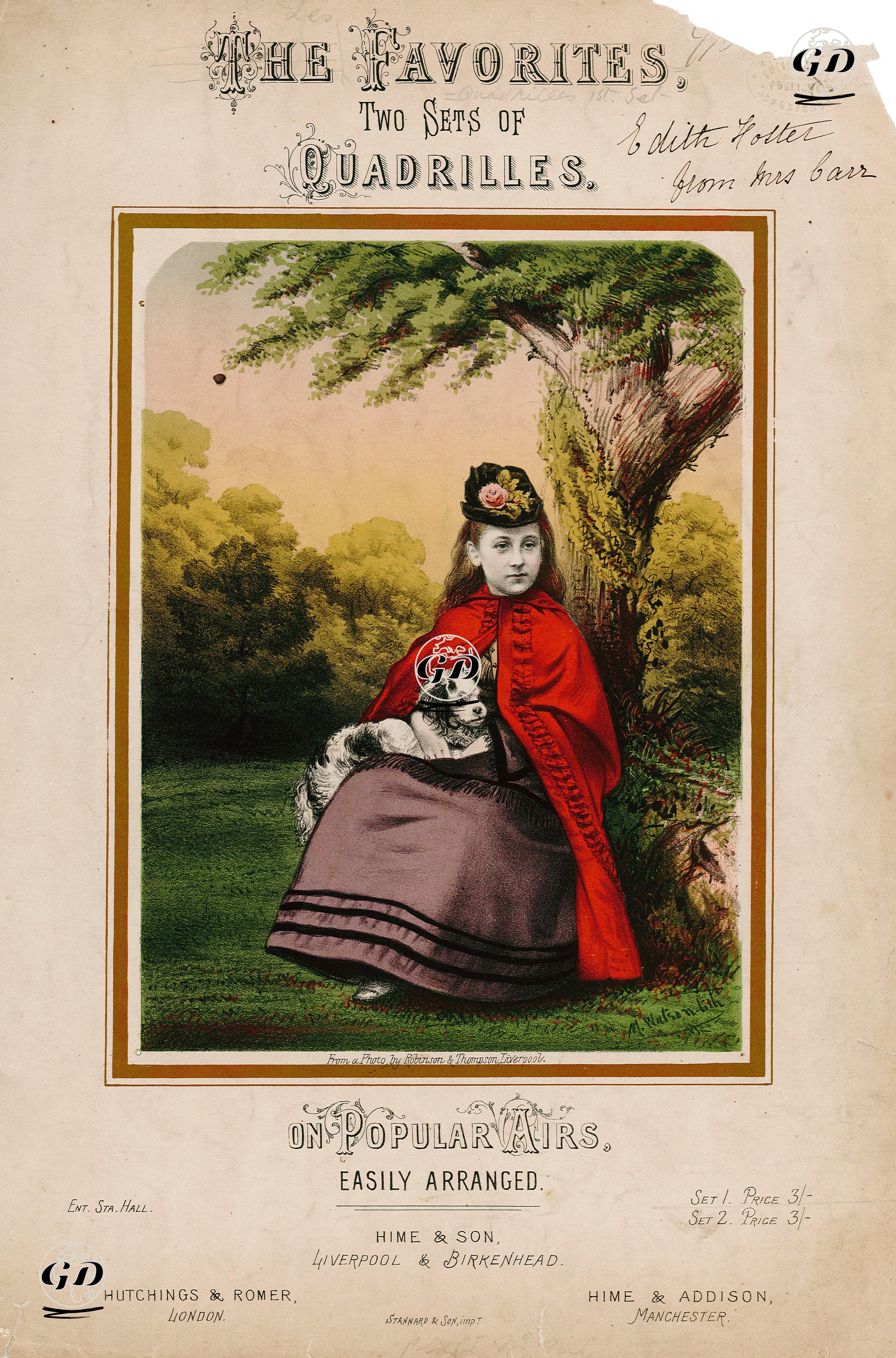 The Favorites, Two Sets Of Quadrilles, On Popular Airs, Easily Arranged -  - 1890's