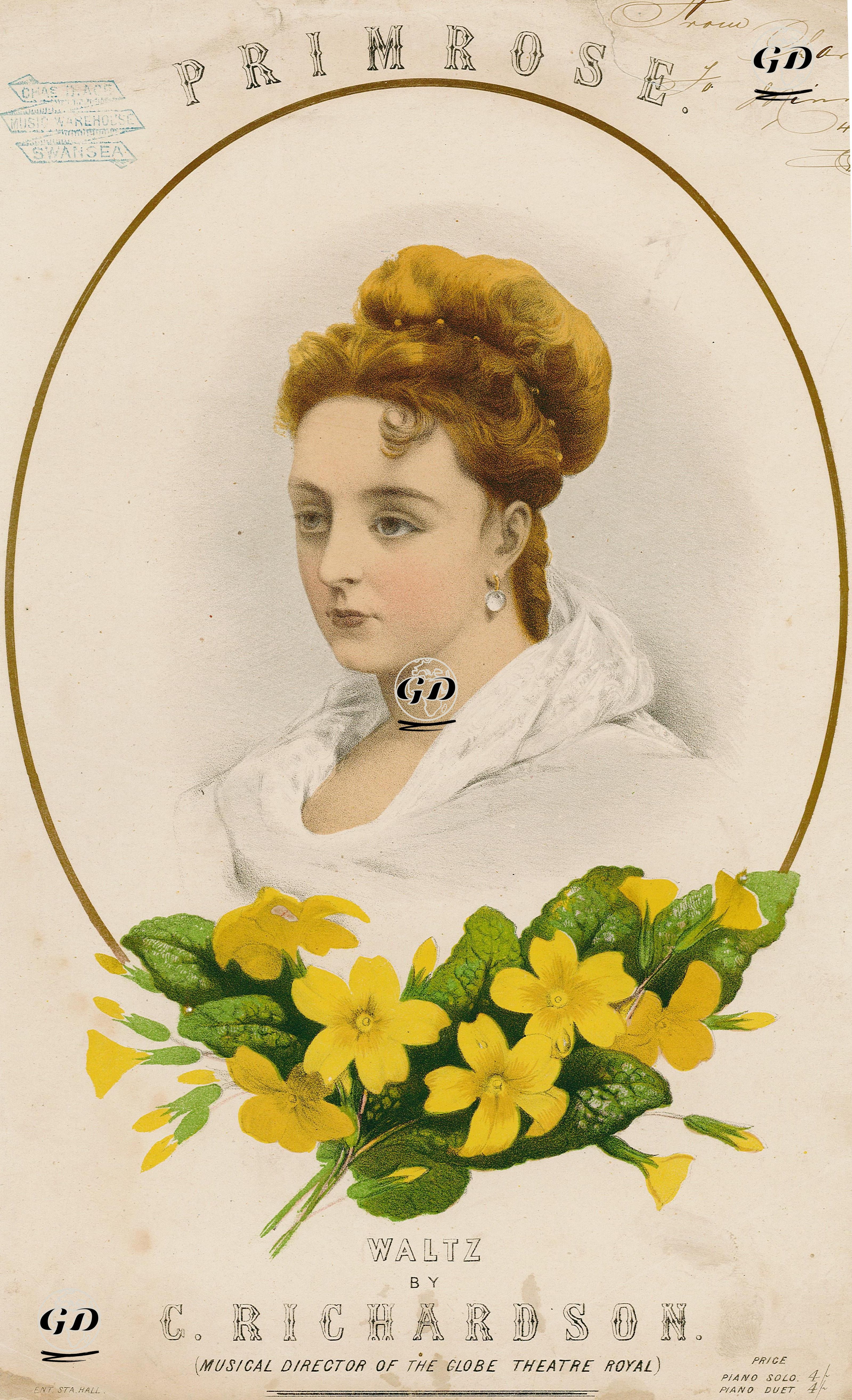 Primrose, Waltz By C.Richardson (Musical Director Of The Globe Theatre Royal) -  - 1860's