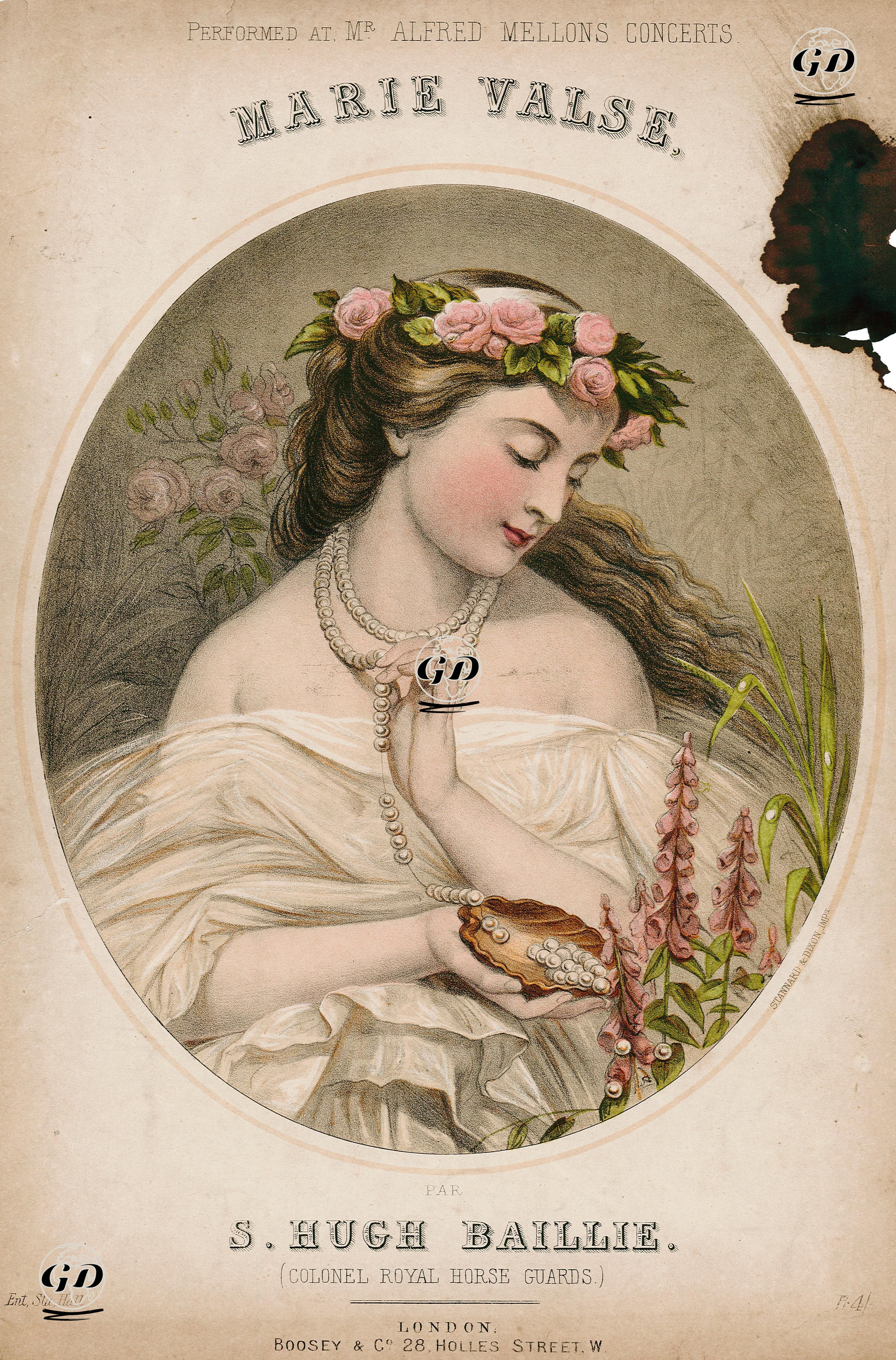 Marie, Kraliyet Süvari Bölüğünden Albay S.Hugh Baillie'nin Bestelediği Vals  -  - 1860's