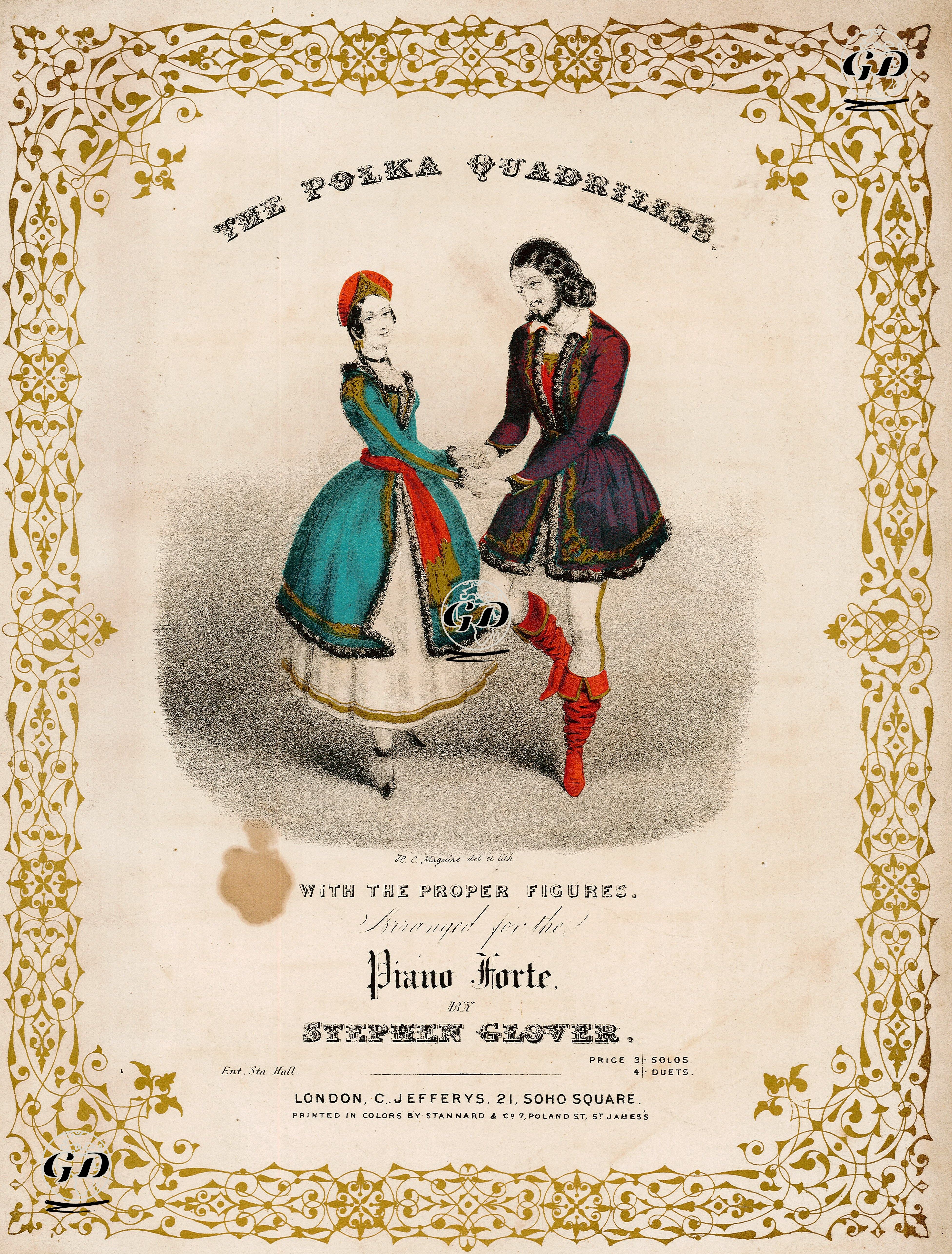 Polka, Stephen Glover Tarafından Piyano İçin Bestelenen Kadril - Henry Calton Maguire (1832-1916) - 1860's
