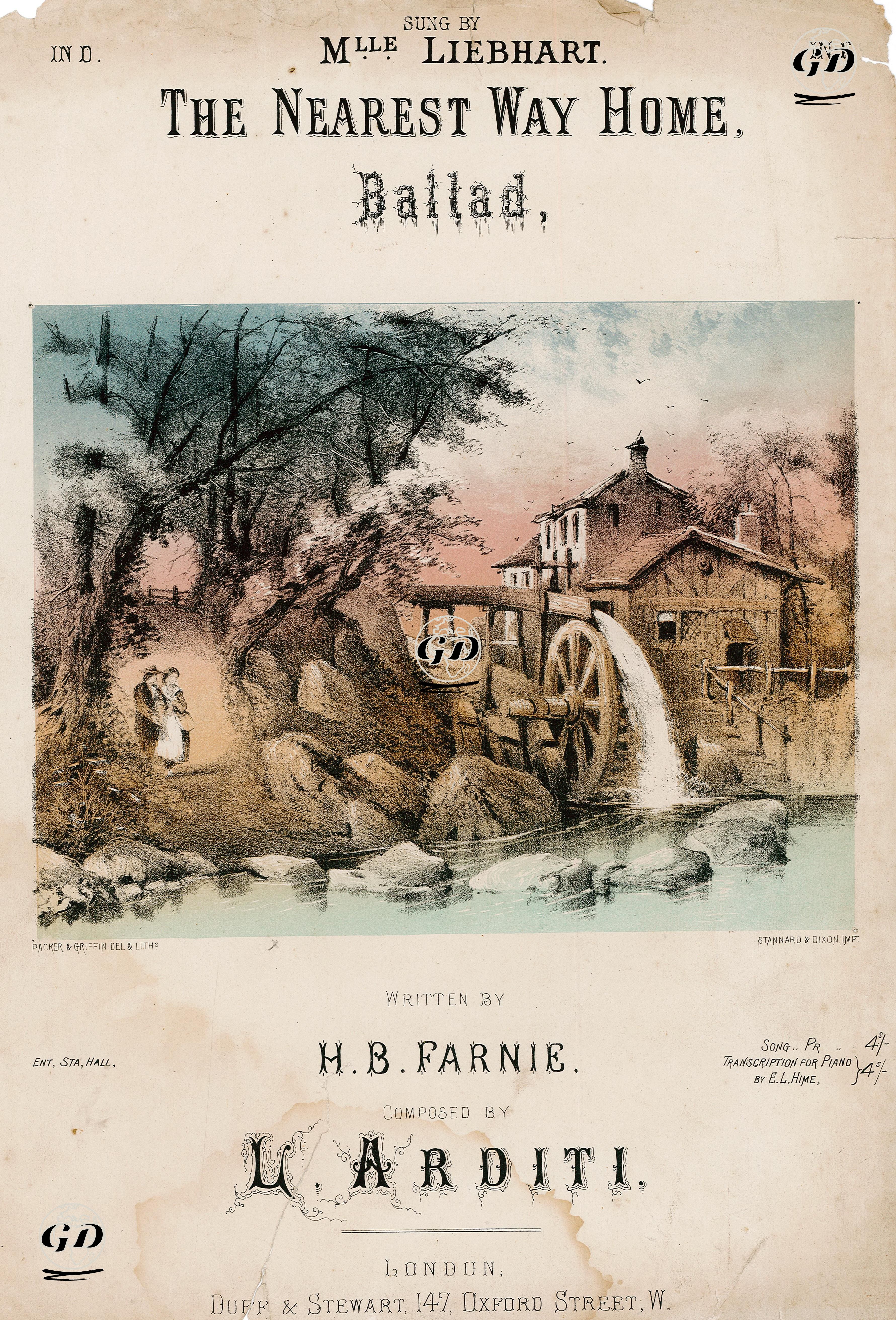 Eve En Yakın Yol, L.Arditi'nin Bestelediği, H.B.Farnie'nin Sözlerini Yazdığı Ve Mlle. Liebhart'ın Söylediği Halk Şarkısı - Thomas Packer (Active 1847-1897)-Griffin - 1860's