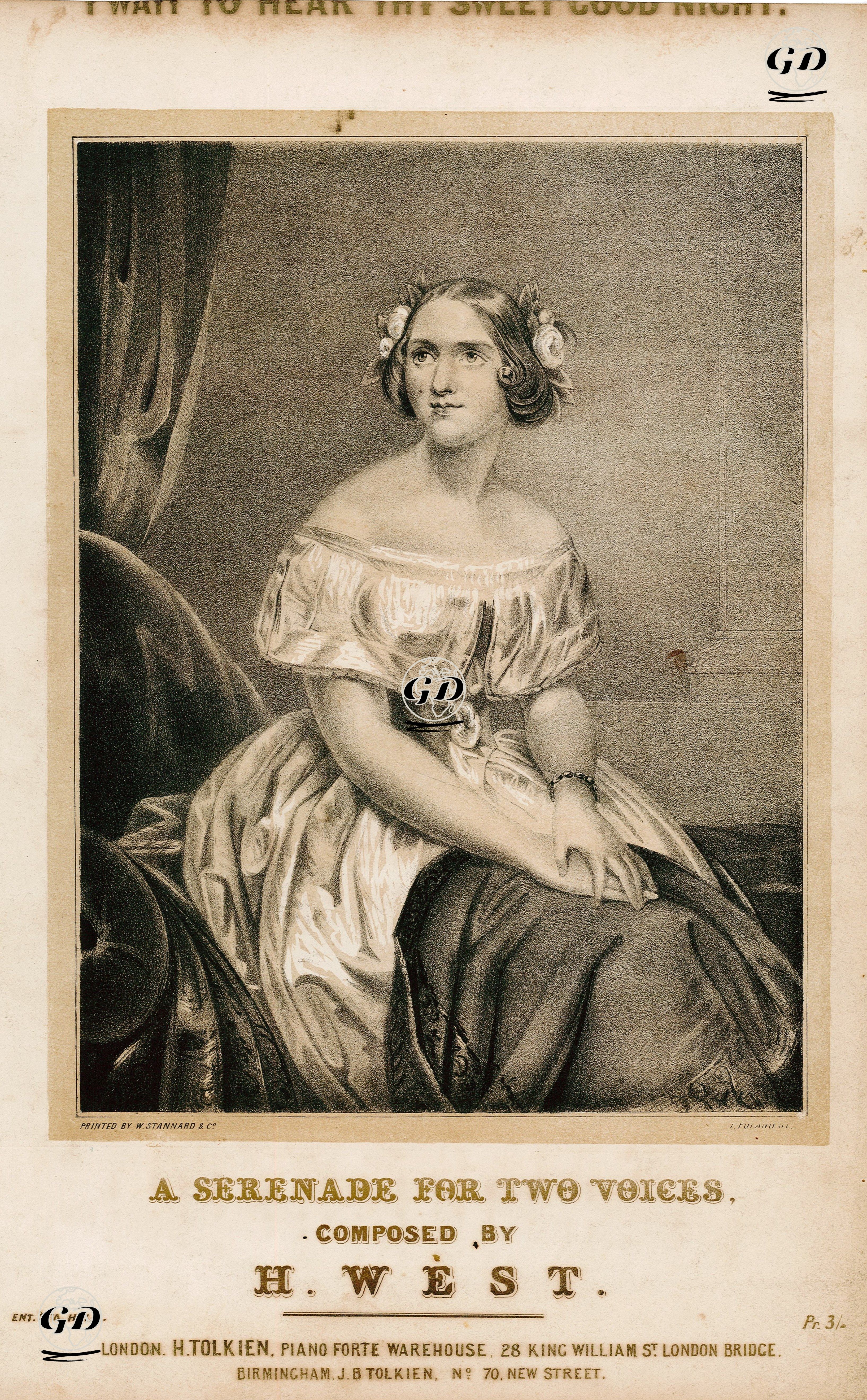 Güzel Bir İyi Geceler Duymak İstiyorum,  H.West Tarfından Bestelenen Serenat -  - 1850's