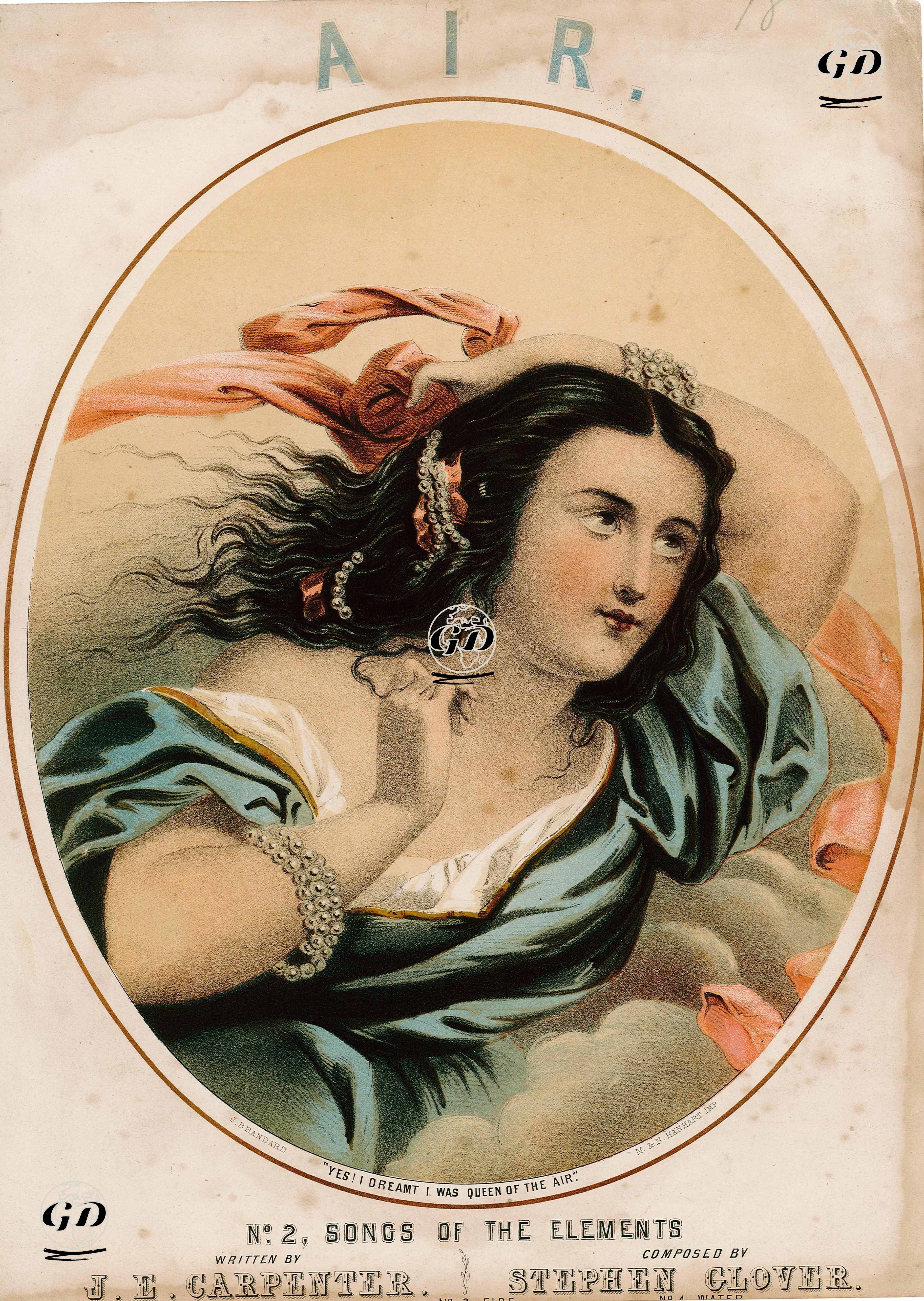 Hava, Rüyamda Havanın Kraliçesiydim-No 2, Stephen Glover'in Bestelediği Ve J.E.Carpenter Sözlerini Yazdığı Elementlerin Şarkıları  - John Brandard (1812-1863) - 1850's