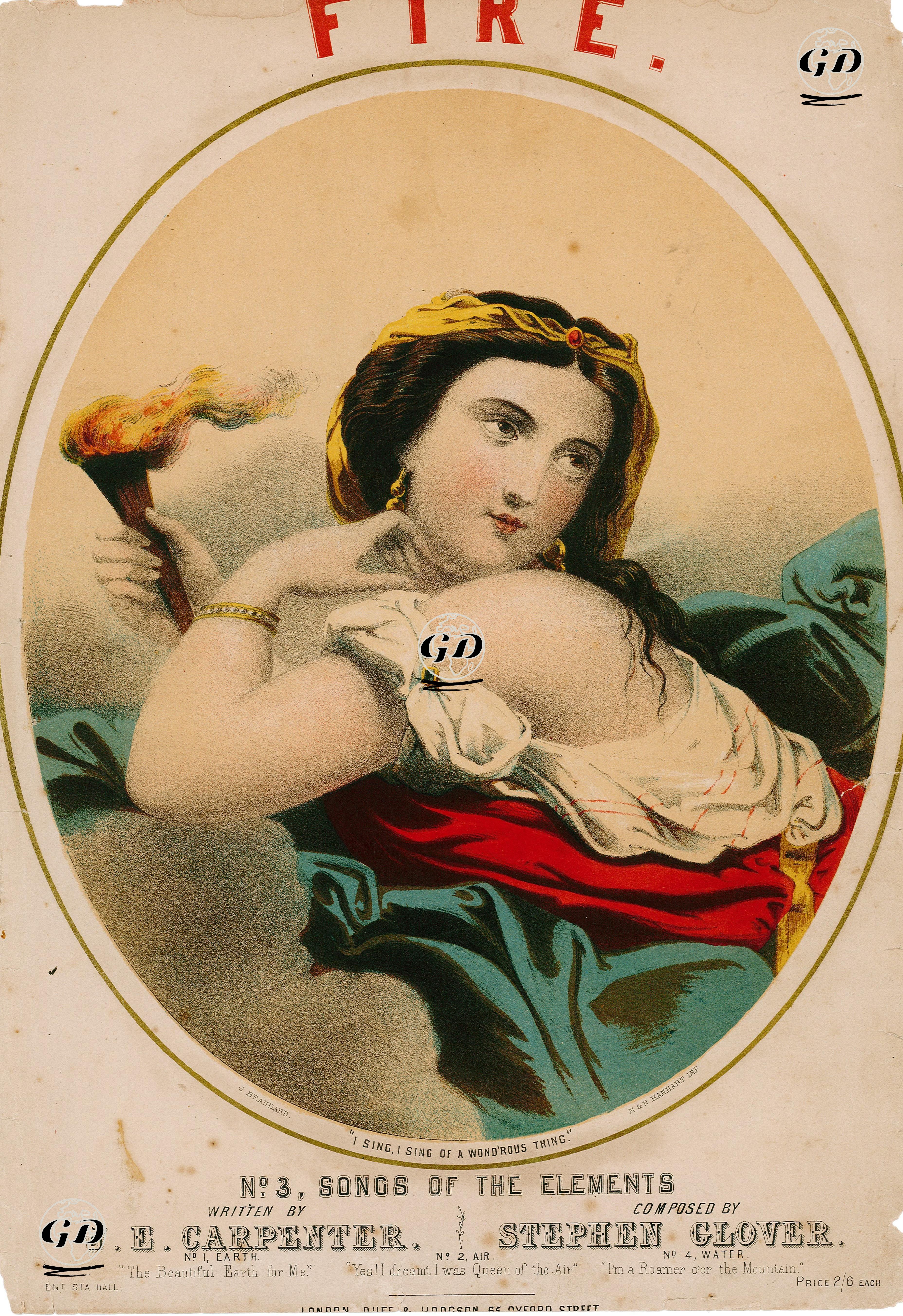 Ateş, Harikulade Şeylerin Şarkısını Söylüyorum-No 3, Stephen Glover'in Bestelediği Ve J.E.Carpenter Sözlerini Yazdığı Elementlerin Şarkıları  - John Brandard (1812-1863) - 1850's