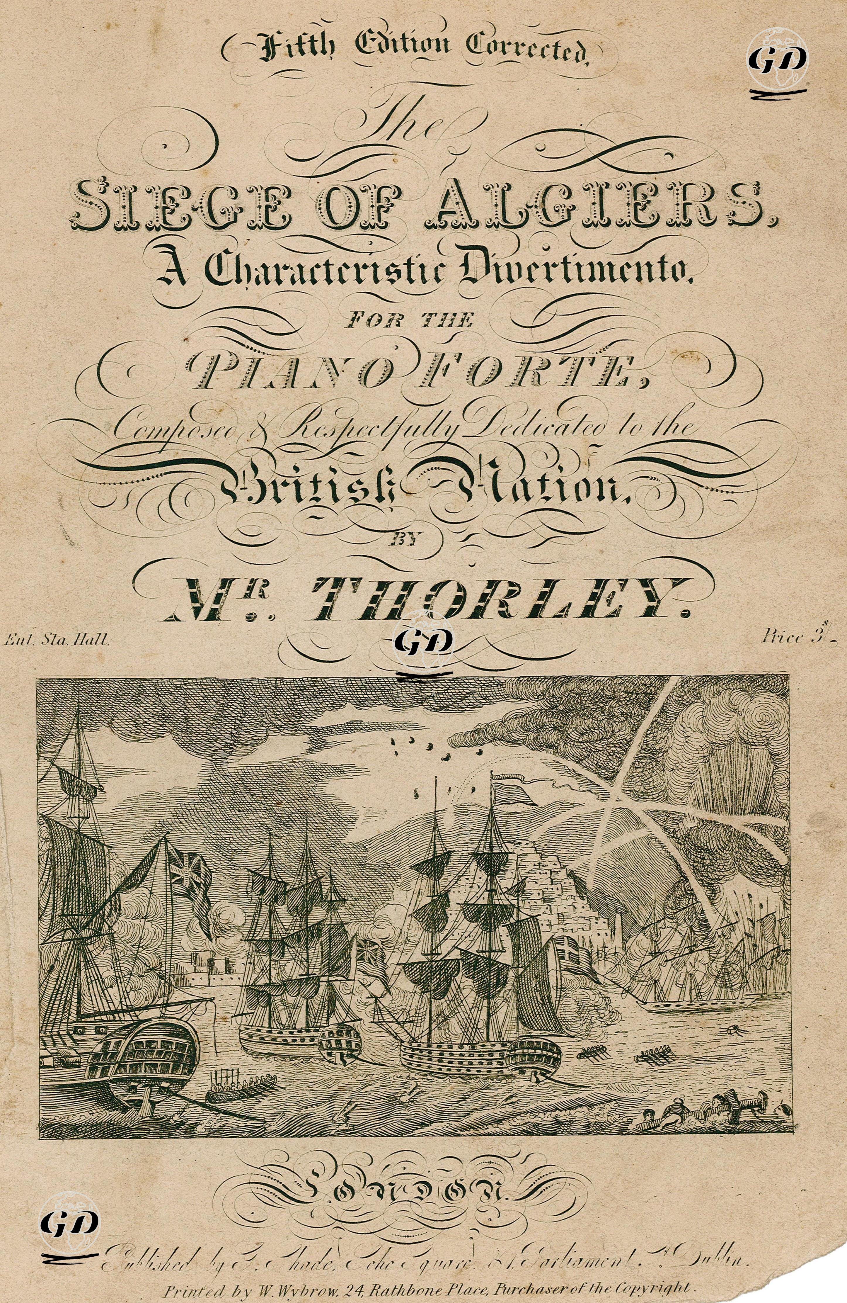 Cezayir Kuşatması, Thorley'in Piyano İçin Bestelediği Piyes Müziği -  - 1824