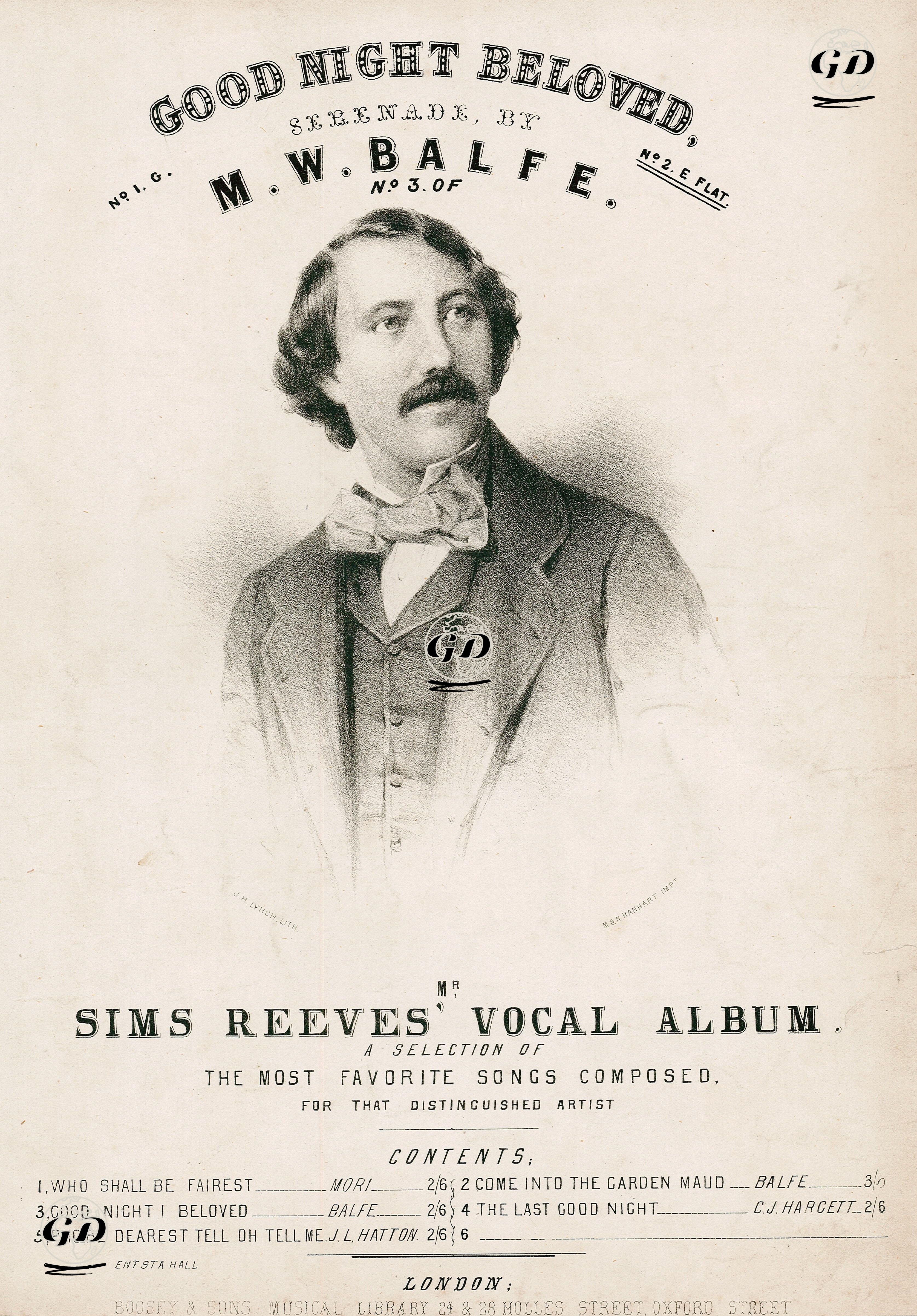 İyi Geceler Sevgilim, M.W.Balfe'nin Serenatı - J.H.Lynch - 1850's