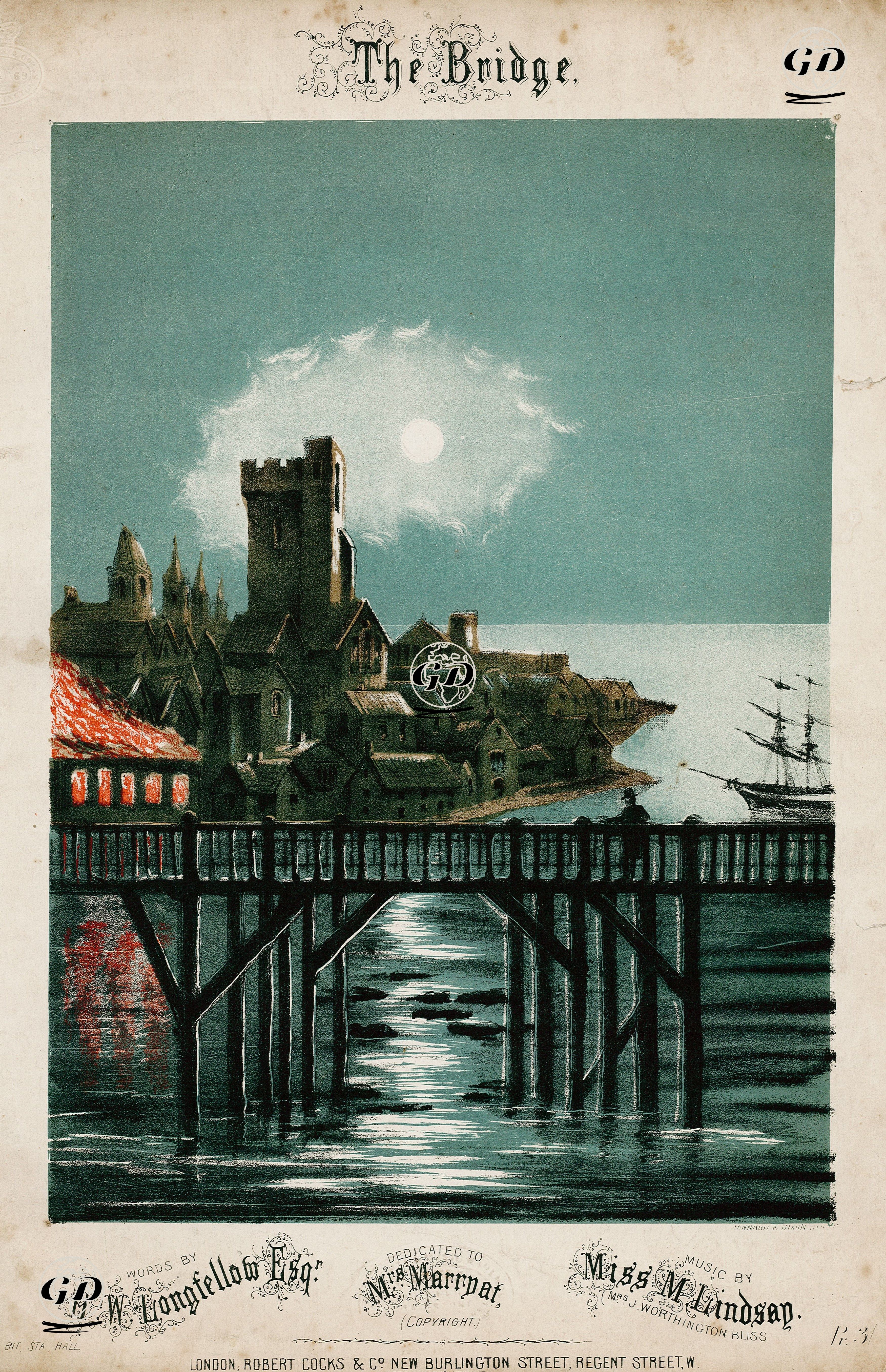 Köprü, Kadın Besteci M.Lindsay Tarafından Bestelenmiş, H.W.Longfellow Tarfından Sözleri Yazılmış Ve Marryat'a Adanmış -  - 1870's