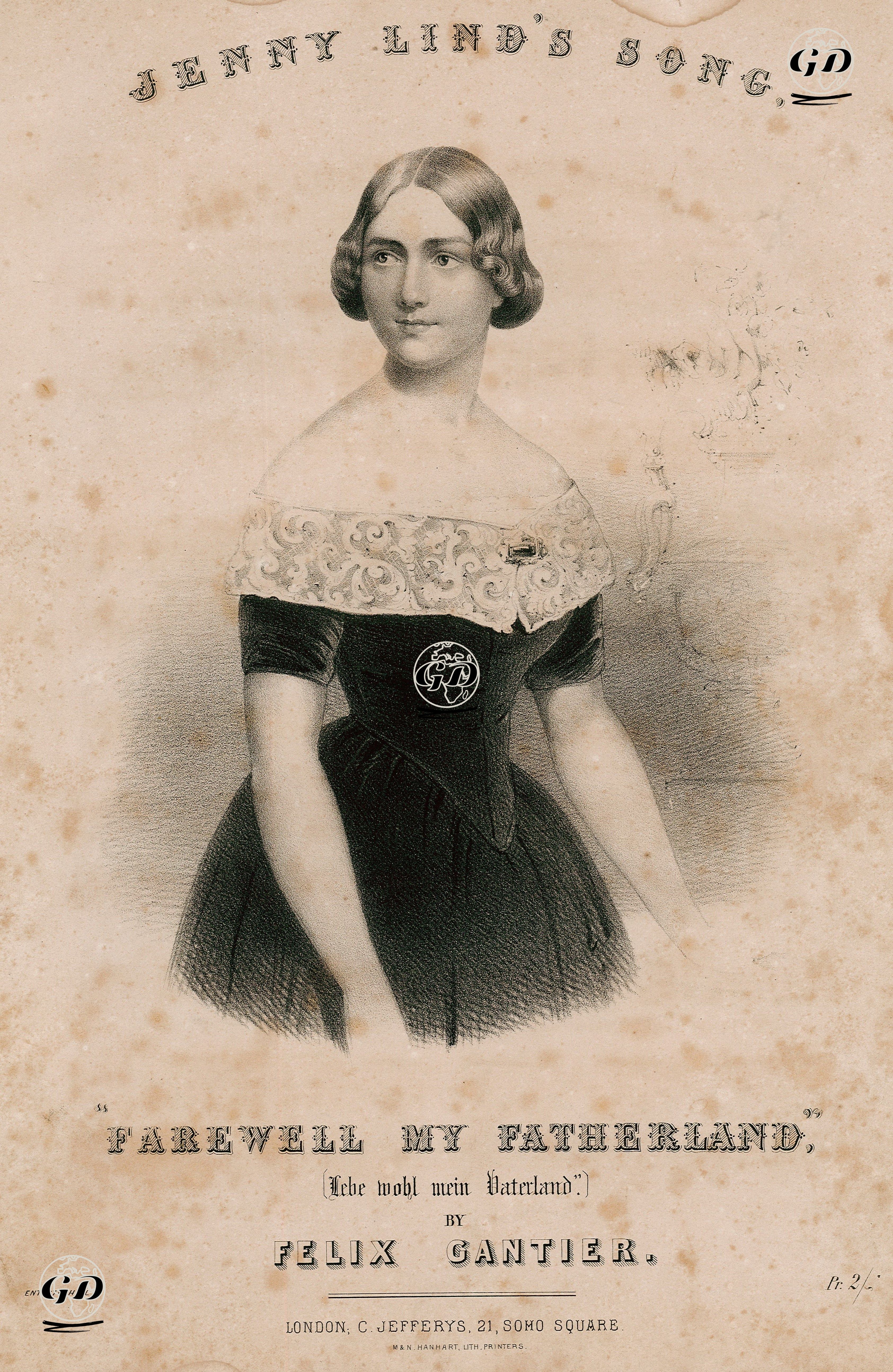 Jenny Lind'in Şarkıları, Elveda Vatanım, Felix Cantier'in Bestelediği Şarkı -  - 1850's