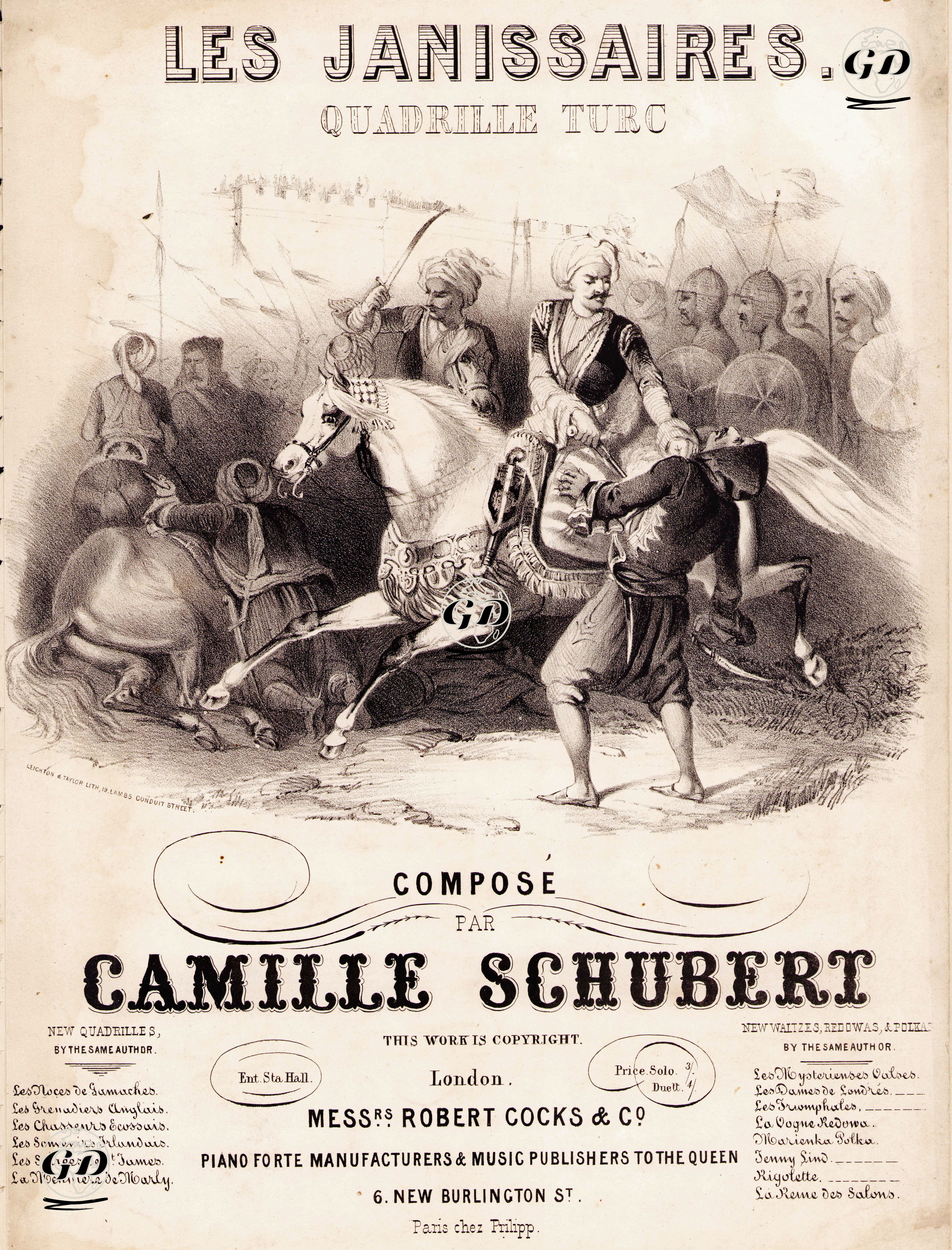 Yeniçeriler, Camilie Schubert'in Bestelediği Türk Kadrili -  - 1847