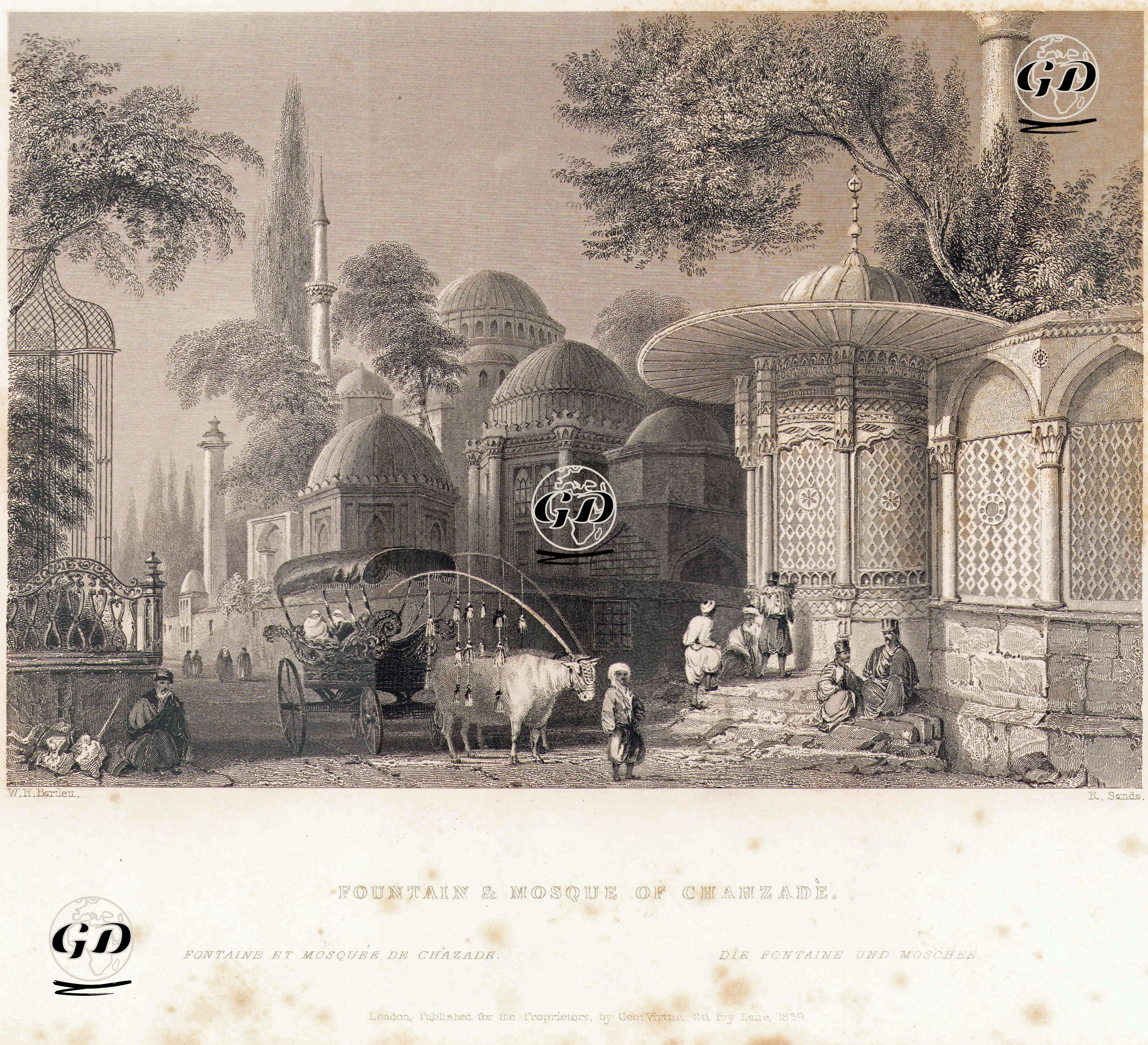 Fountain & Mosque Of Chahzade-Fontaine Et Mosquee De Chazade-Die Fontaine Und Moschee  - William Henry Bartlett (1809-1854) - 1839