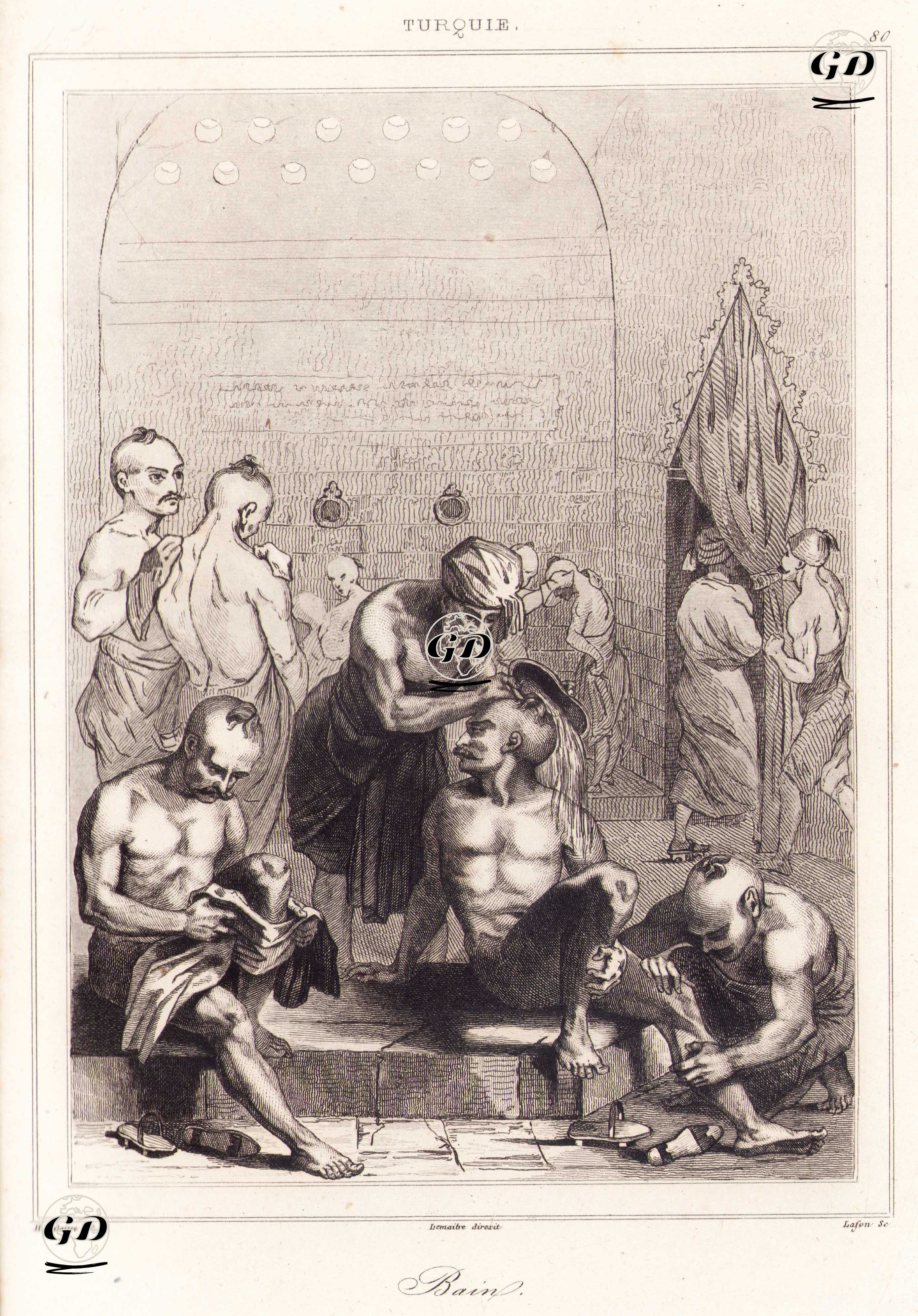 Erkekler İçin Türk Hamamı - François Hippolyte Lalaisse (1812-1844) - 1840
