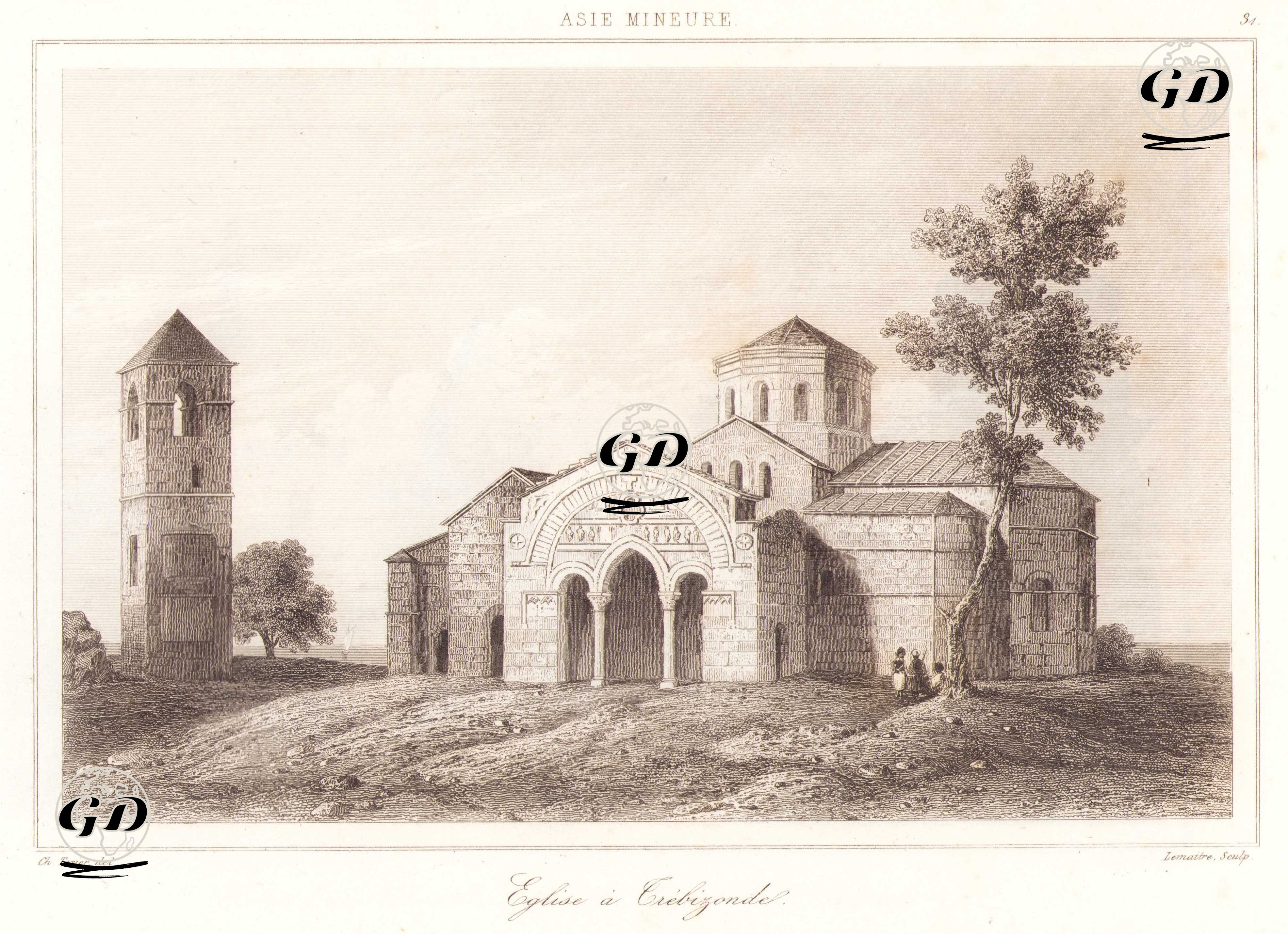 Trabzon Hagia Sophia Kilisesi (Ayasofya Müzesi) - Charles Felix Marie Texier (1802-1871) - 1863