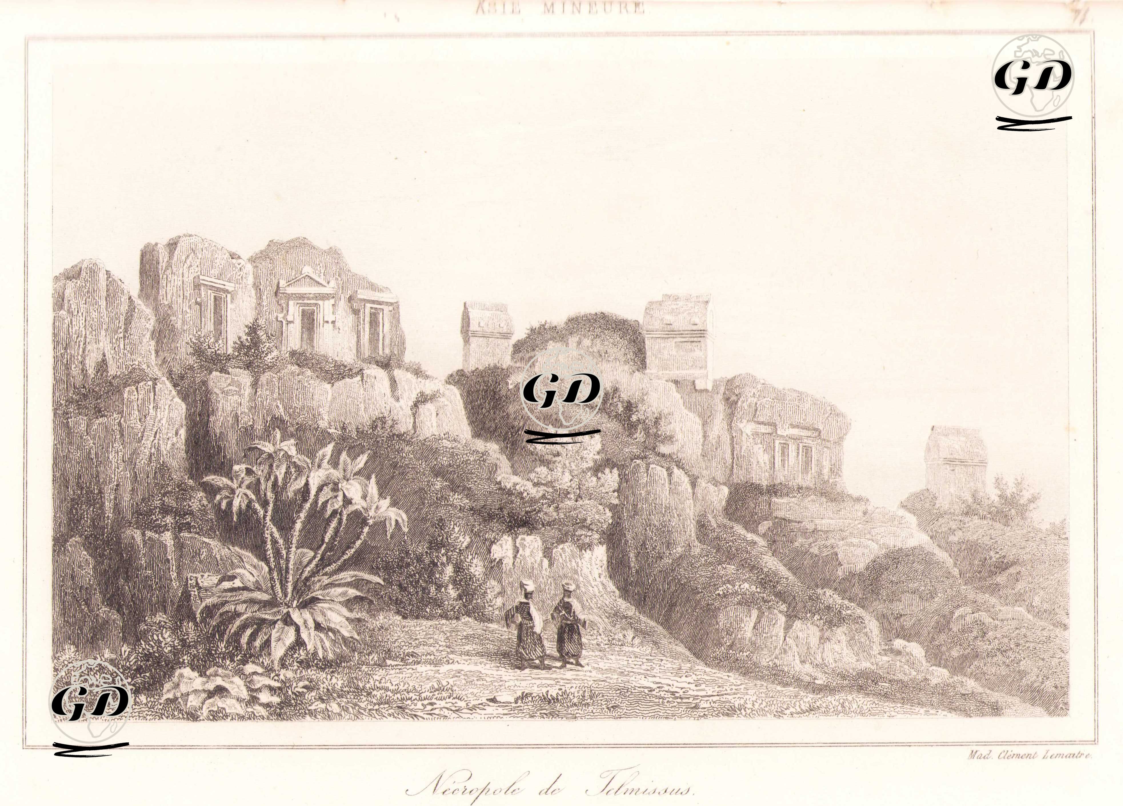 Necropole de Telmissus (Rock-cut Telmissos (Lycian) Tombs in Fethiye, Muğla) - Charles Felix Marie Texier (1802-1871) - 1863