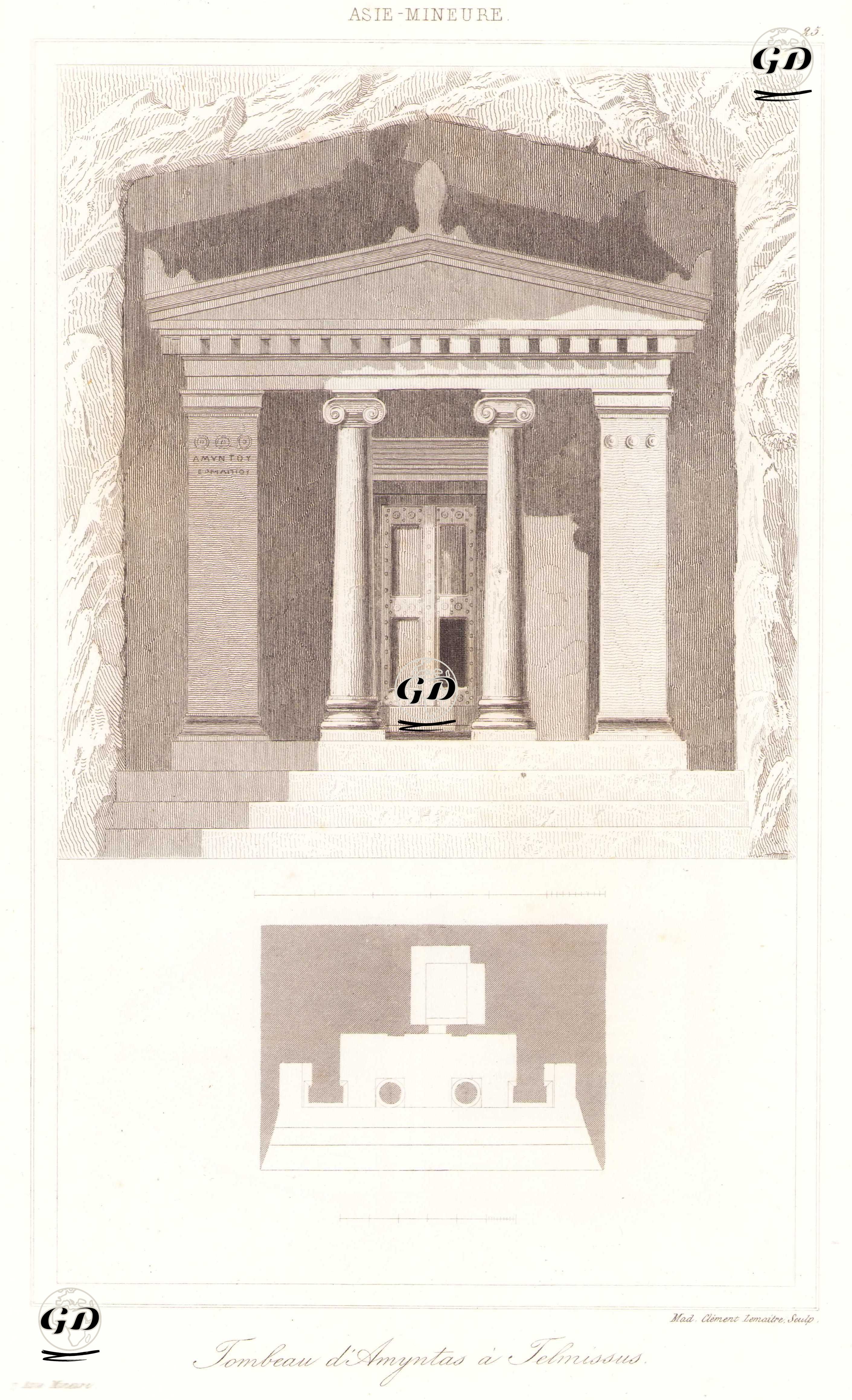 Tombeau d'Amyntas a Telmissus (Tomb of Amyntas in Fethiye, Muğla) - Charles Felix Marie Texier (1802-1871) - 1863