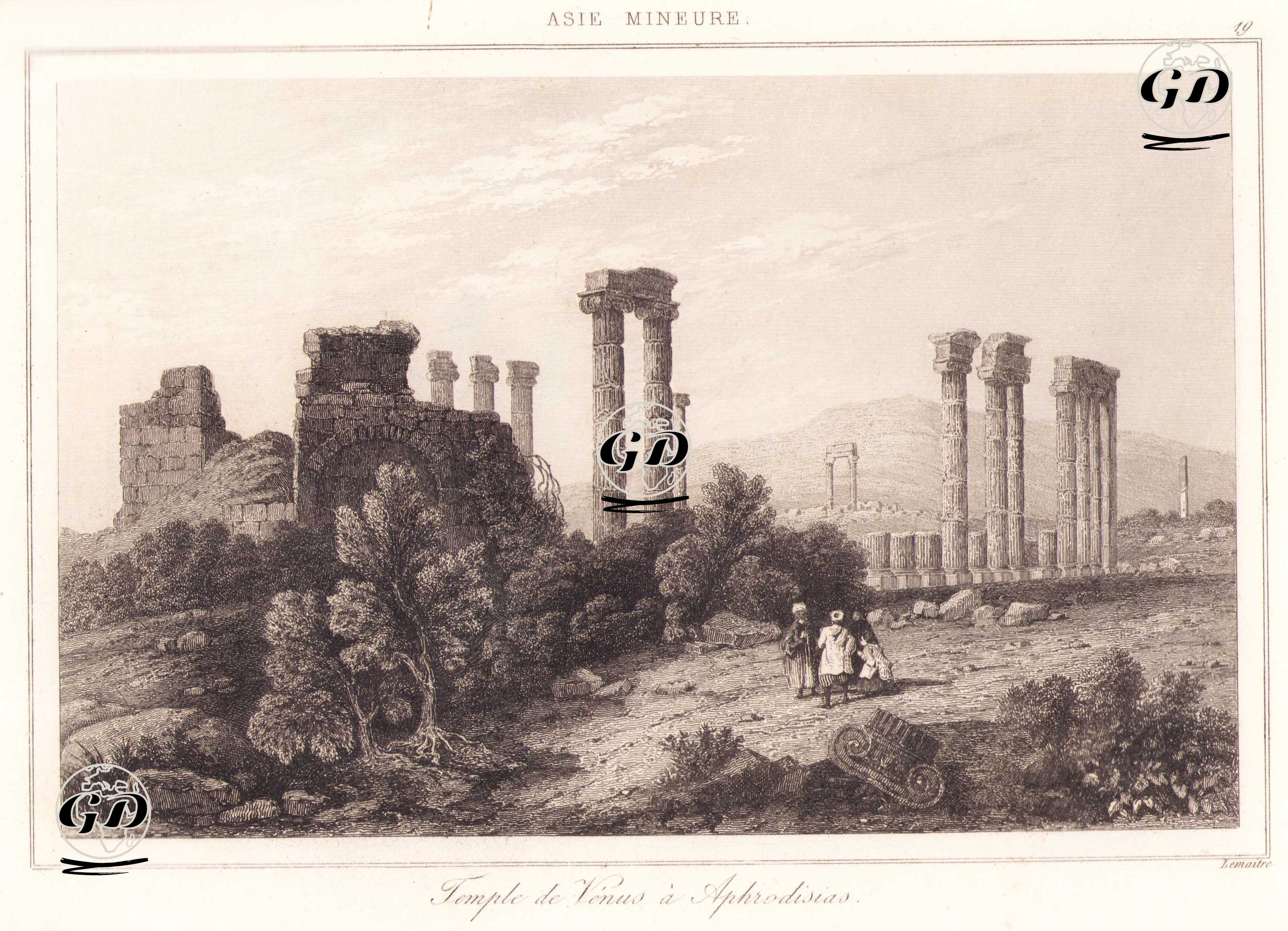 Temple de Venus a Aphrodisias (Temple of Aphrodite in Aphrodisias, Aydin) - Charles Felix Marie Texier (1802-1871) - 1863