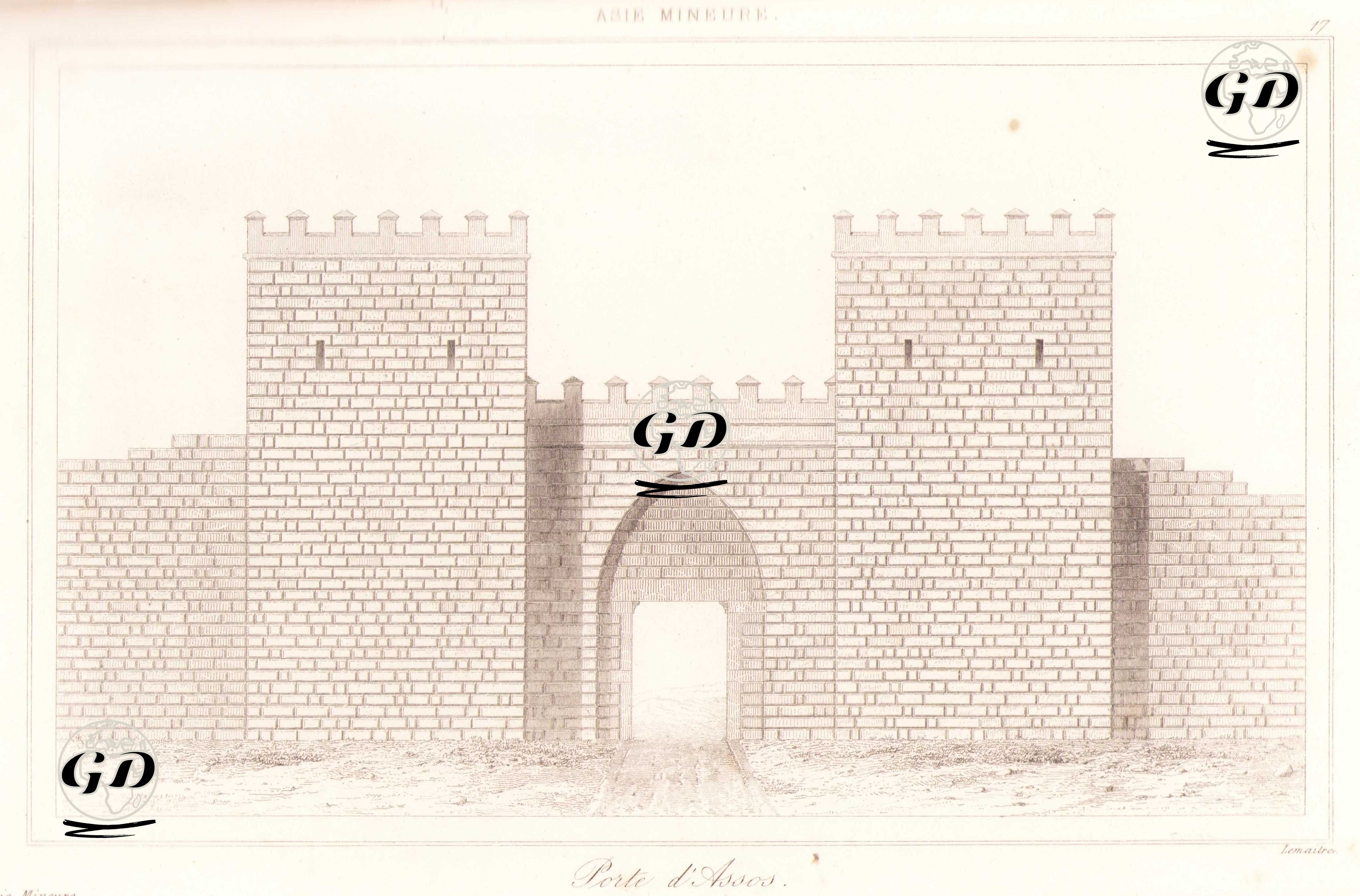Assos Antik Şehrinin Batı Kapısı, Çanakkale - Charles Felix Marie Texier (1802-1871) - 1863
