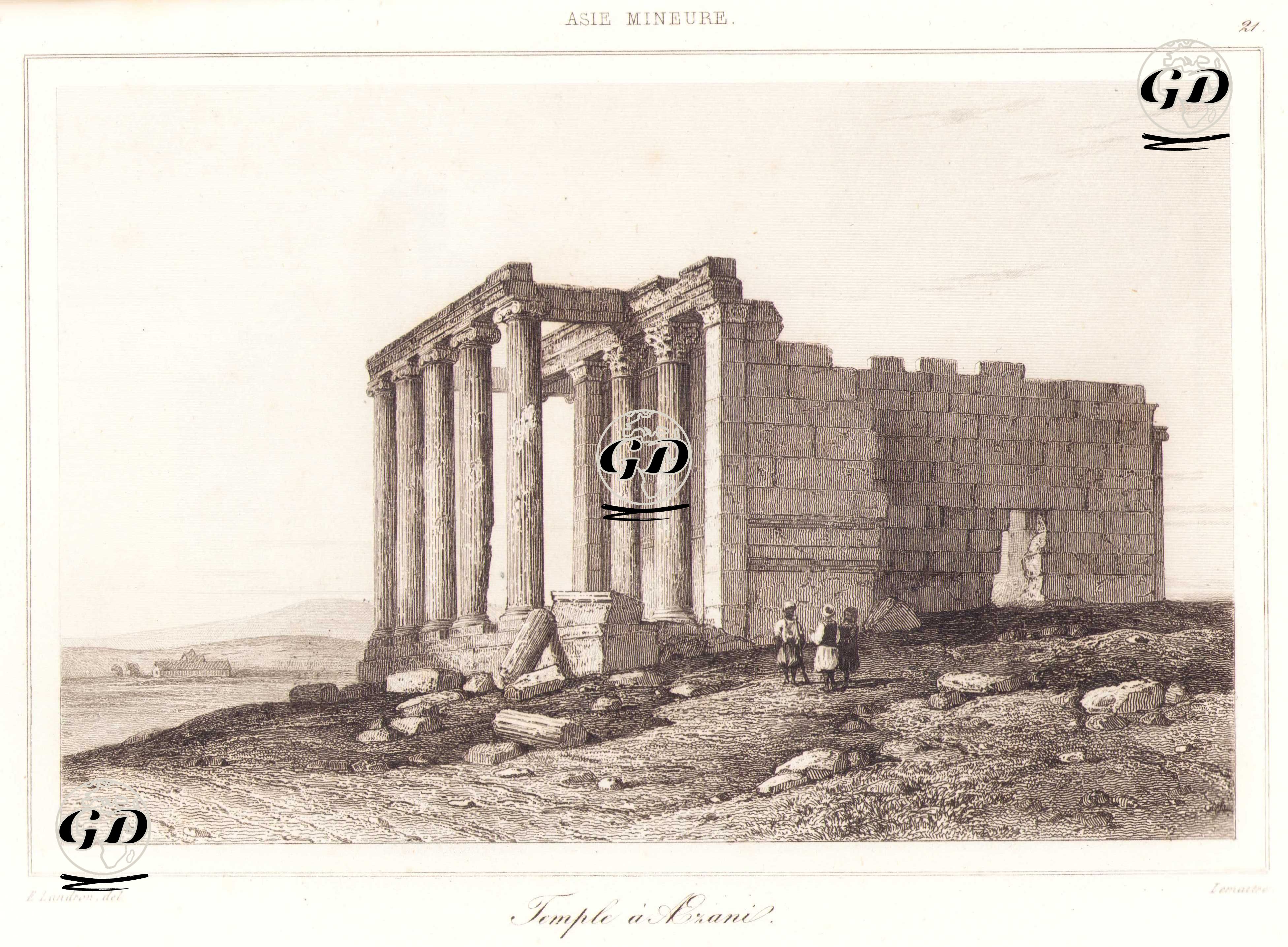 Aizanoi Zeus Tapınağı, Aizanoi Antik Kenti, Çavdarhisar, Kütahya - Eugene Landron (1816-1895) - 1863