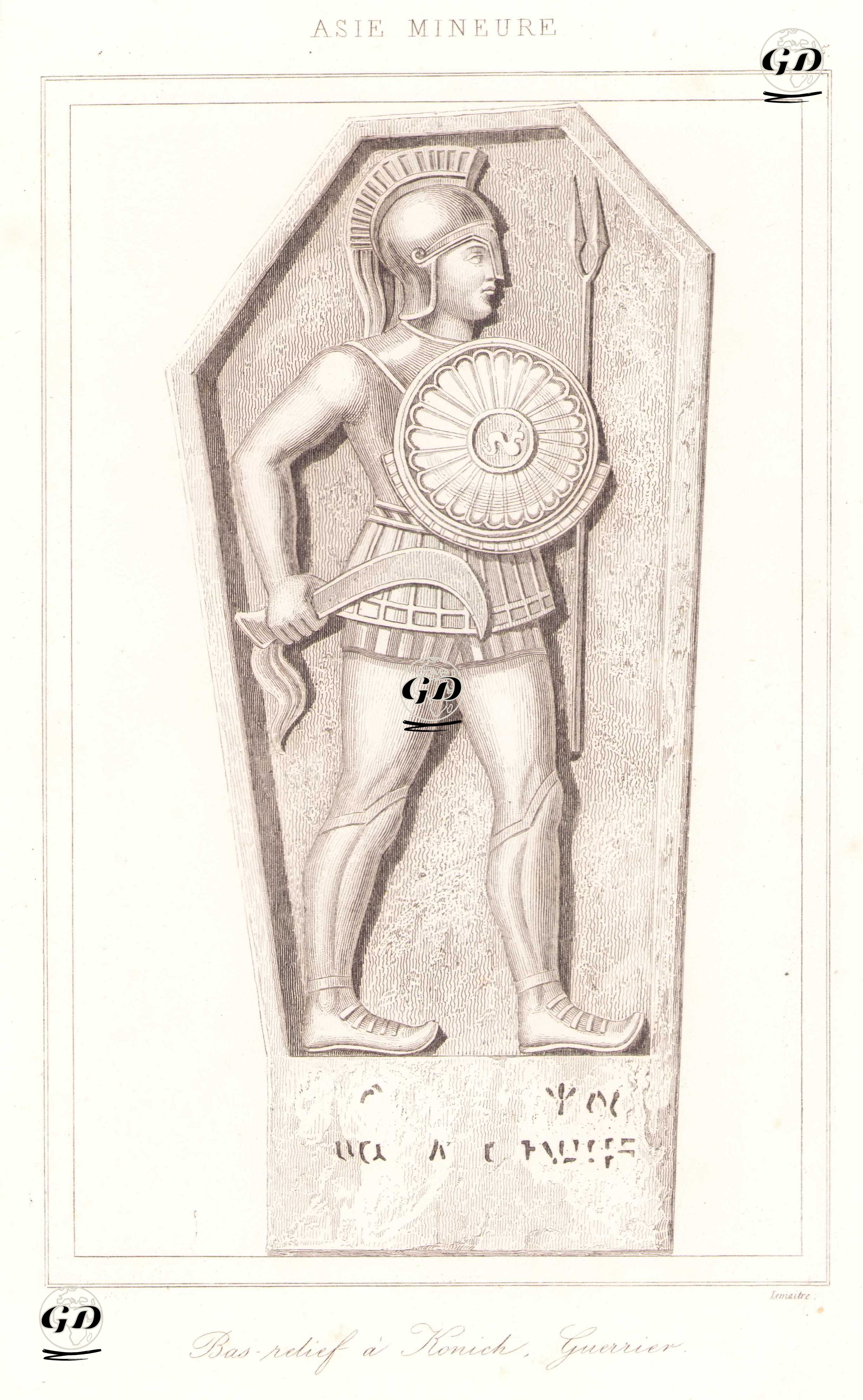 Bas-relief a Konieh, Gurrier (A Lycaonian Soldier, Copy of a Gravestone at Konya) - Charles Felix Marie Texier (1802-1871) - 1863